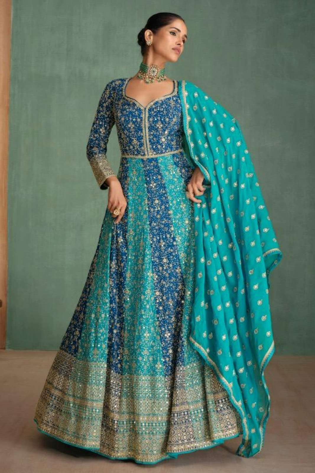 SAYURI RANG 9293 READYMADE REAL GEROGETTE EMBROIDERED ANARKALI SUIT