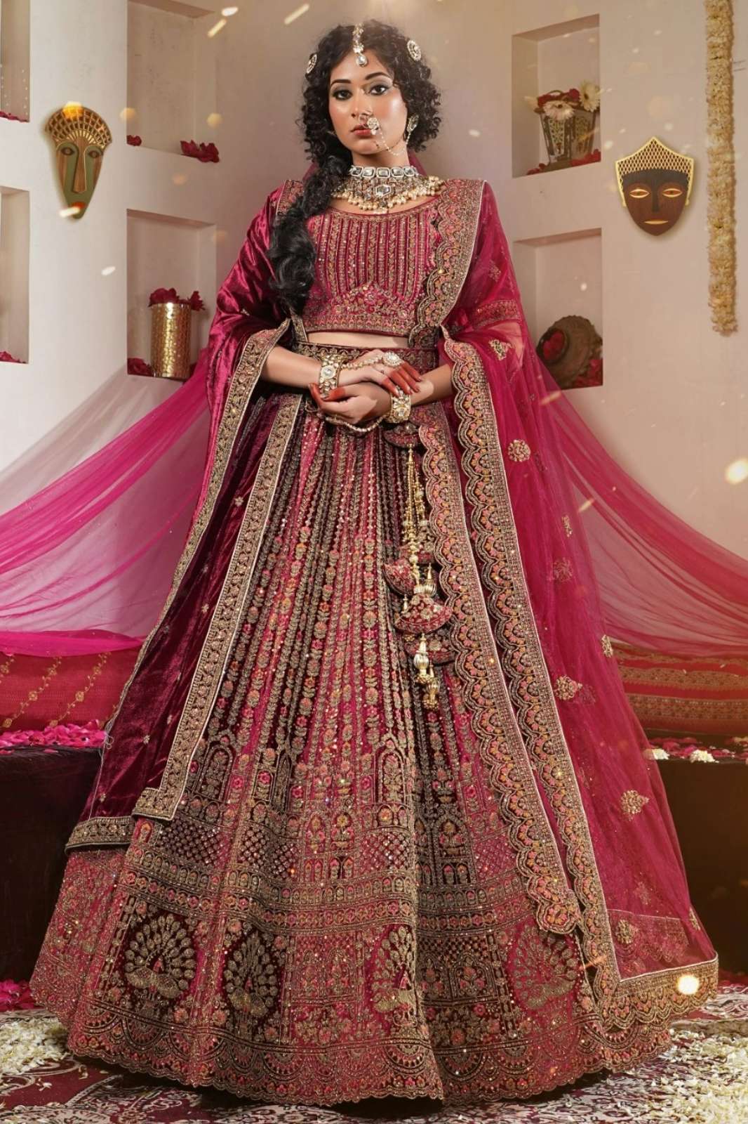 Shri Balaji Emporium 9118A Beautiful Embroidered Bridal Lehenga 