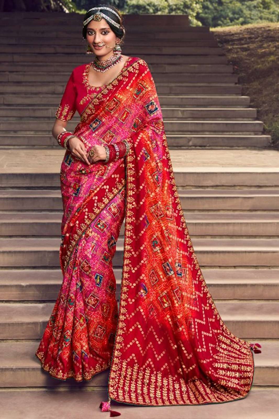 Shri Balaji Emporium 9193  Red Color Heavy Work Designer Pure Silk Saree