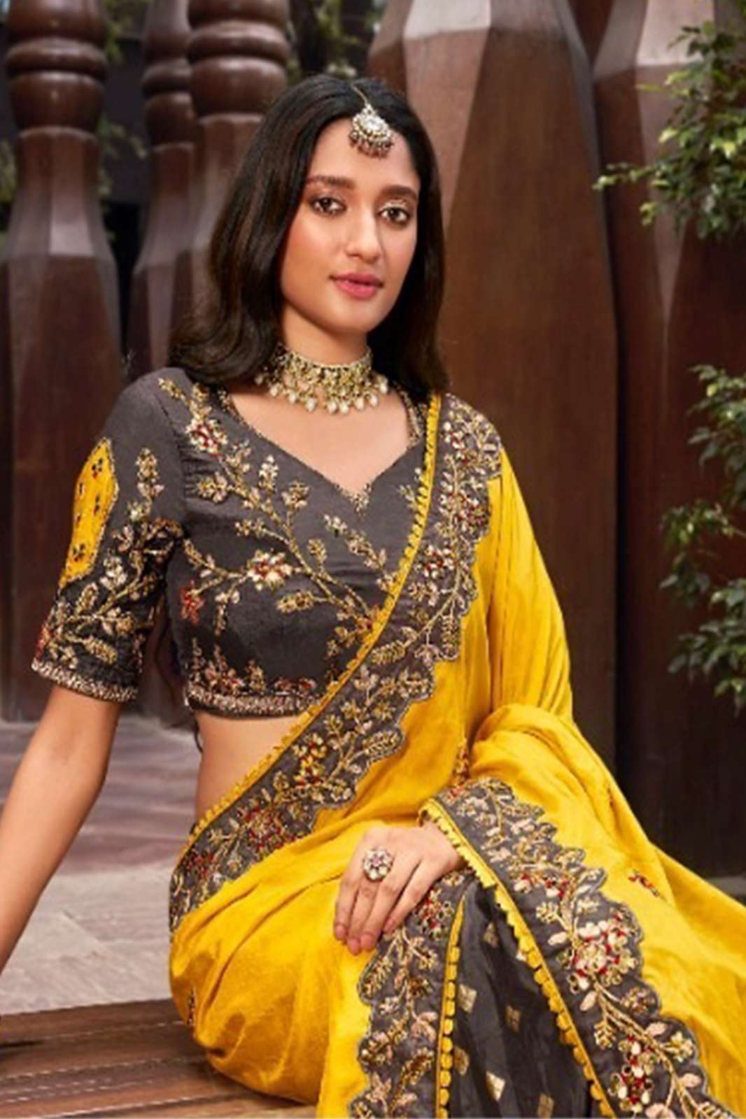 Shri Balaji Emporium 9193 Yellow Color Pure Silk Wedding Wear Saree