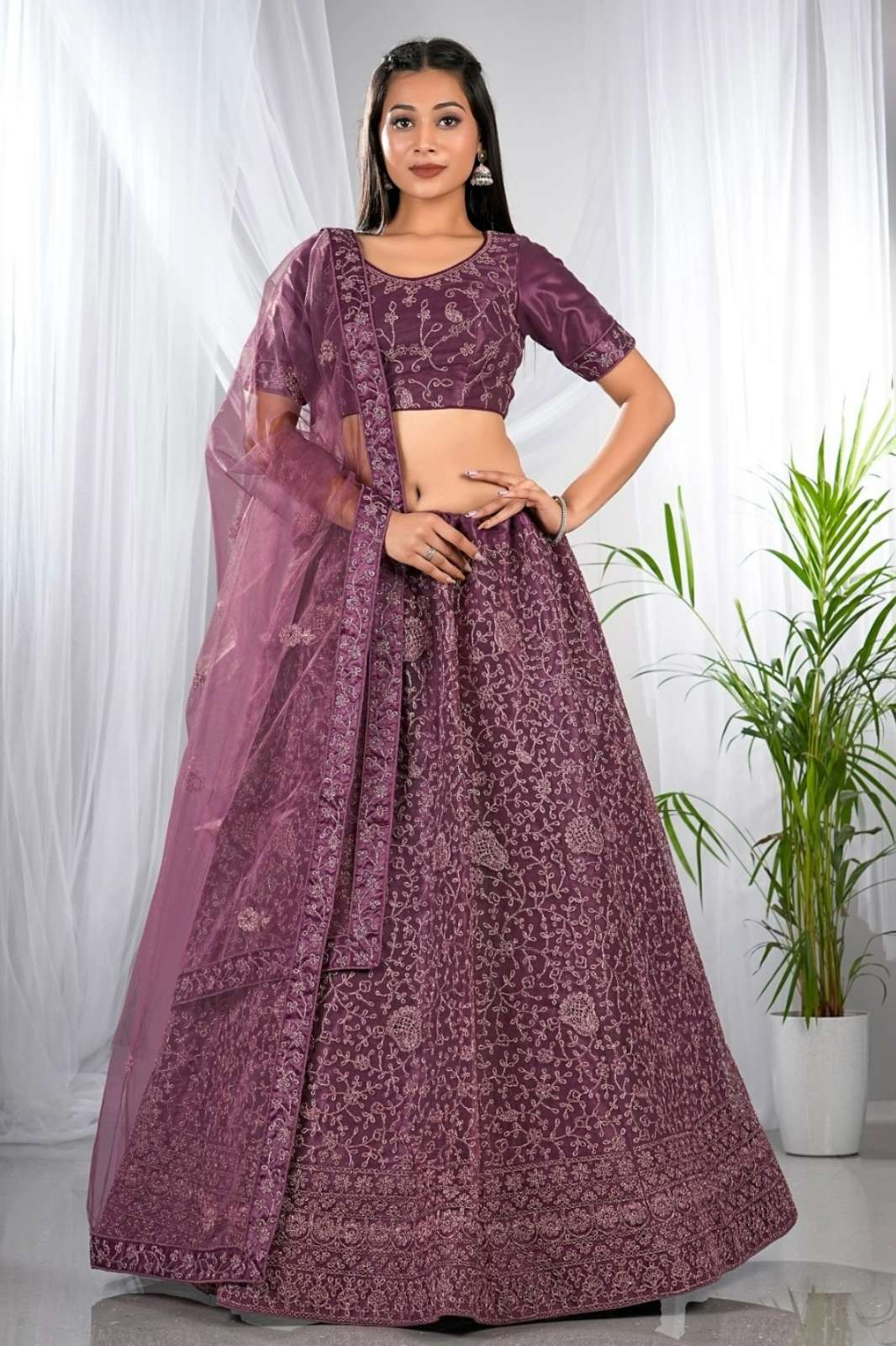 Shri Balaji Emporium 9213E Beautiful Party Wear Net Lehenga with Embroidery Work