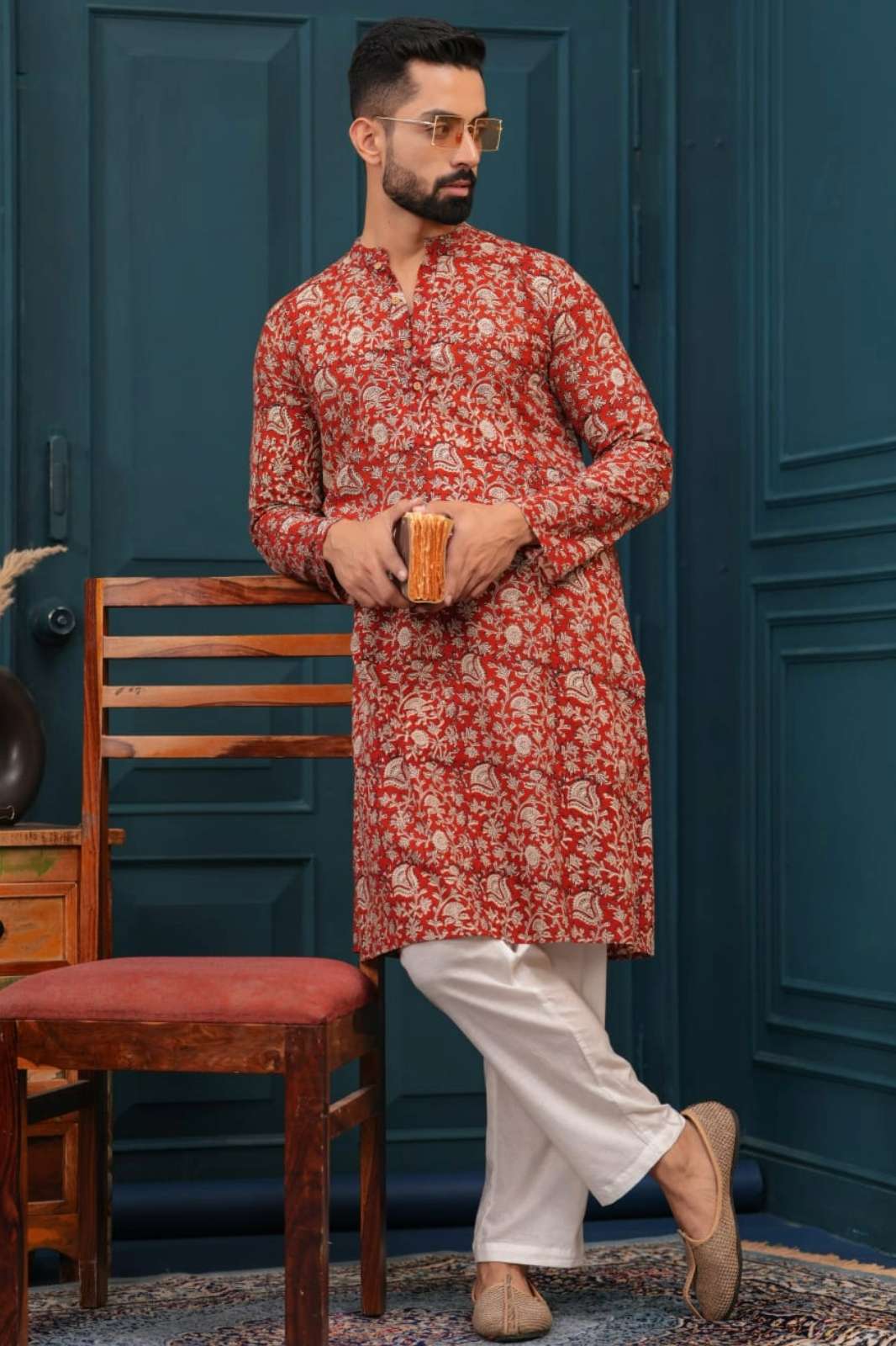 Shri Balaji Emporium 9406C Redymade Pure Cotton Hand Block Printed kurta payzama