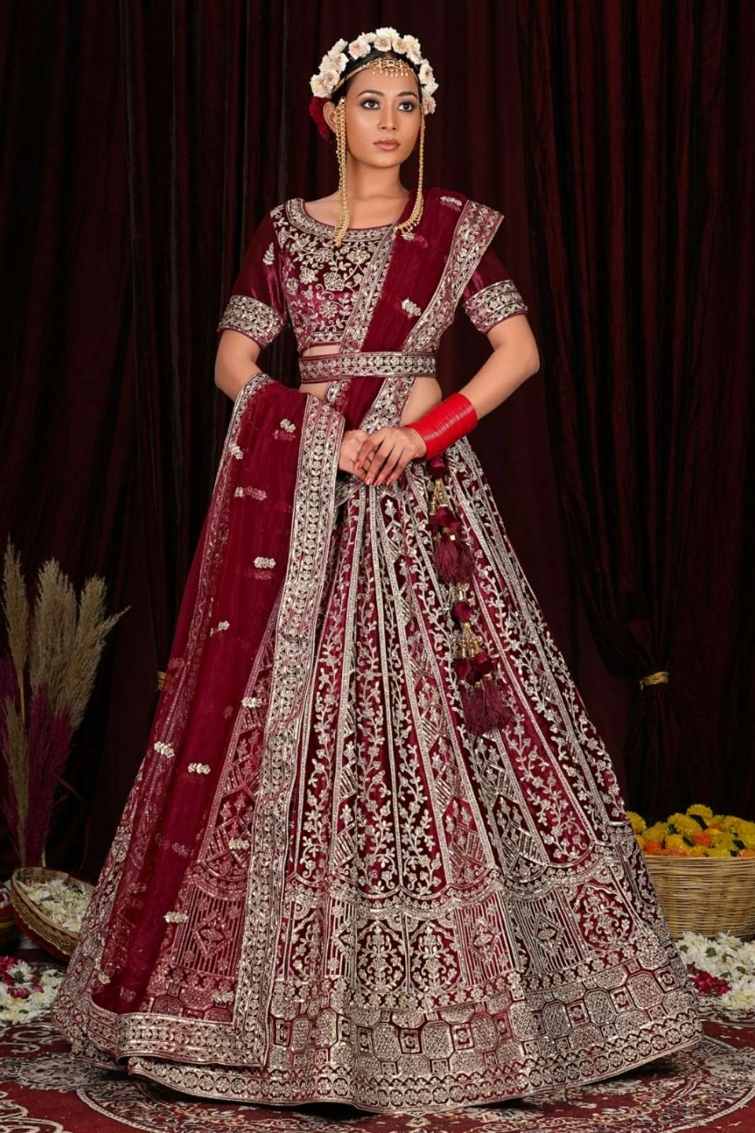 Shri Balaji Emporium 9464B Beautiful Embroidered Bridal Lehenga