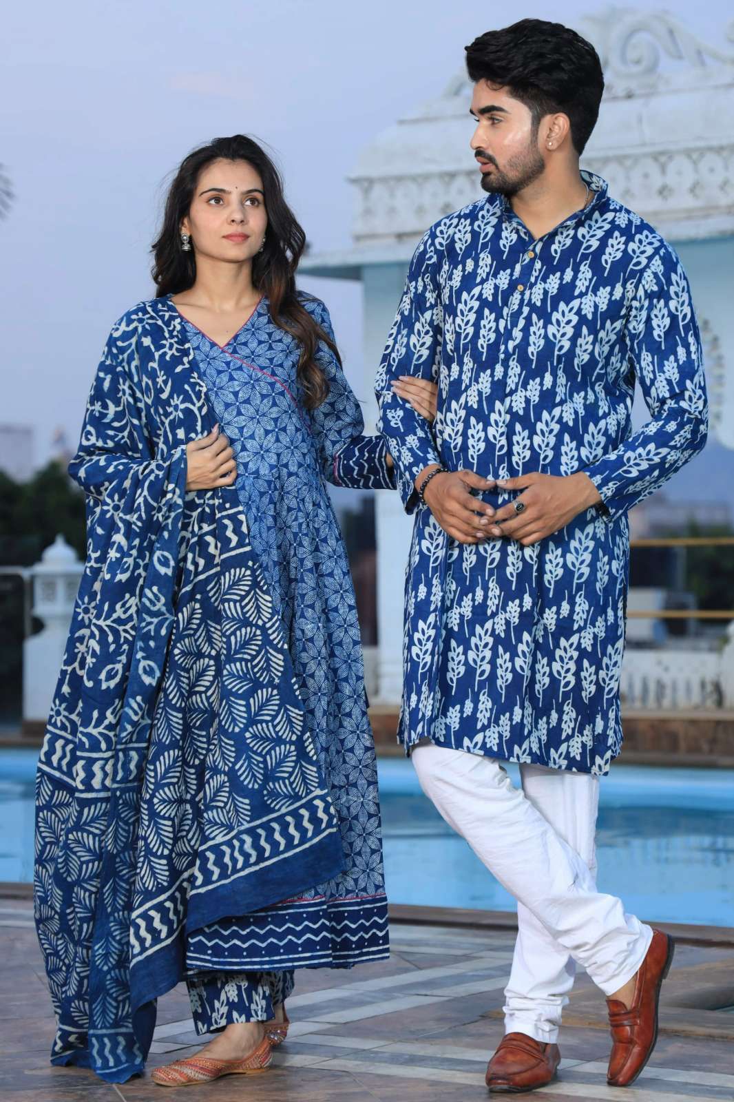 Shri Balaji Emporium 9626A Pure Cotton Ready to Wear Couple Dress 