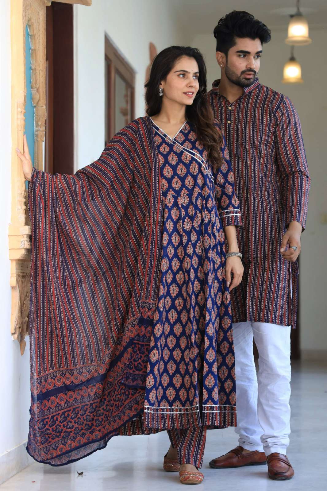 Shri Balaji Emporium 9626C Pure Cotton Ready to Wear Couple Dress 