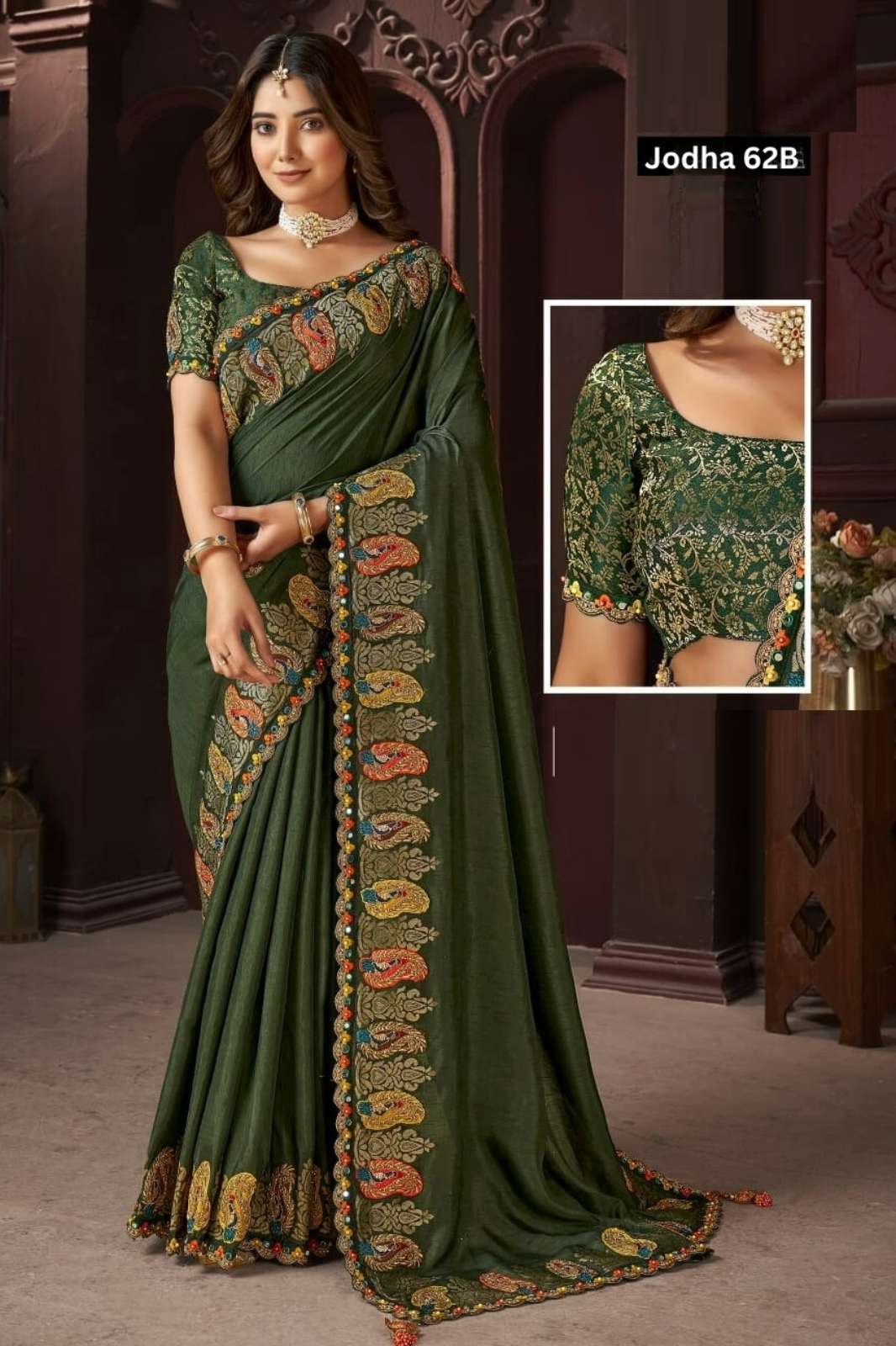 Shri Balaji Emporium Jodha 62B 9192 Beautiful Designer Georgette Saree