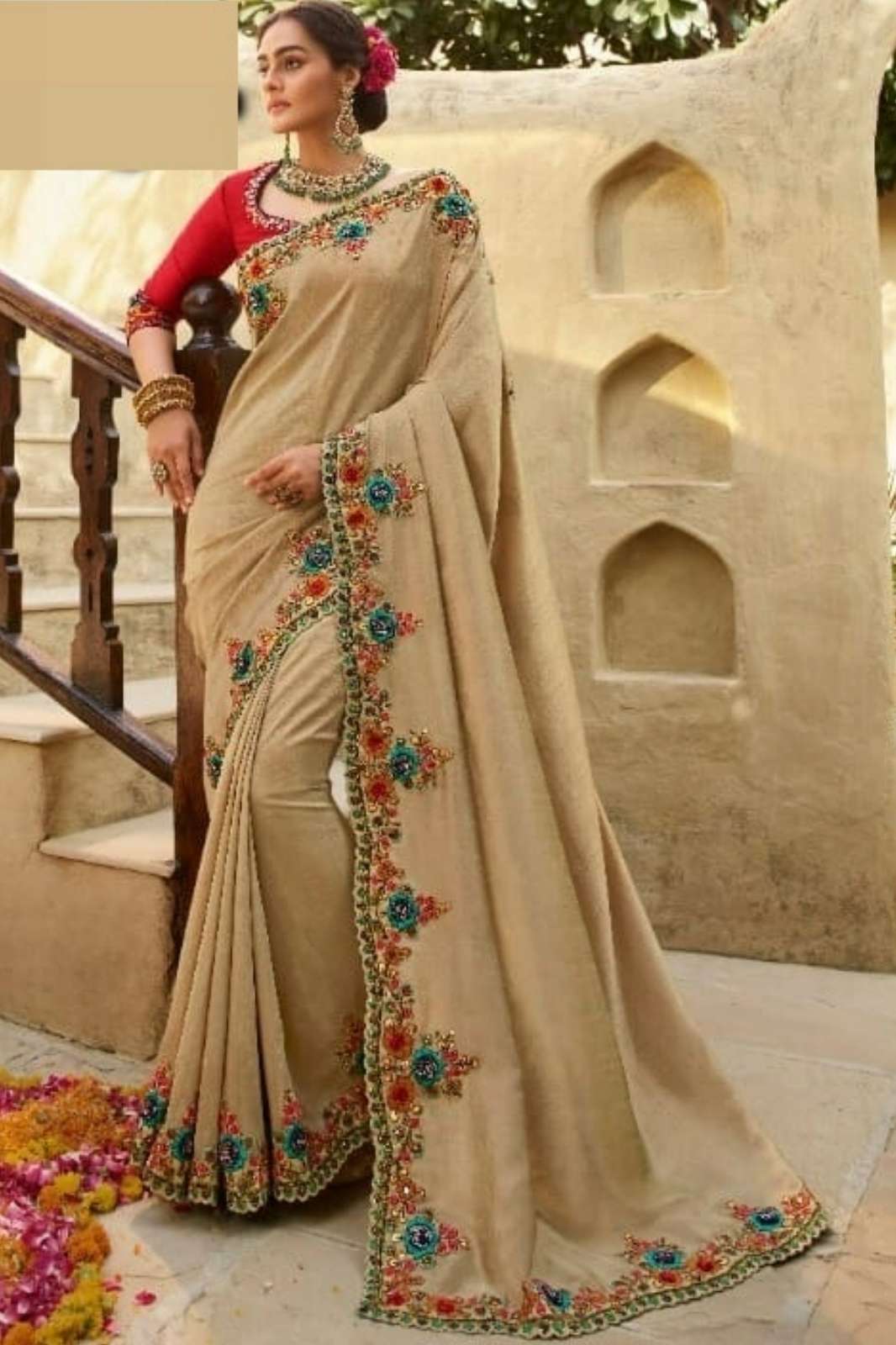 Shri Balaji Emporium jodha 65 9192 Designer Embroidered Georgette Saree