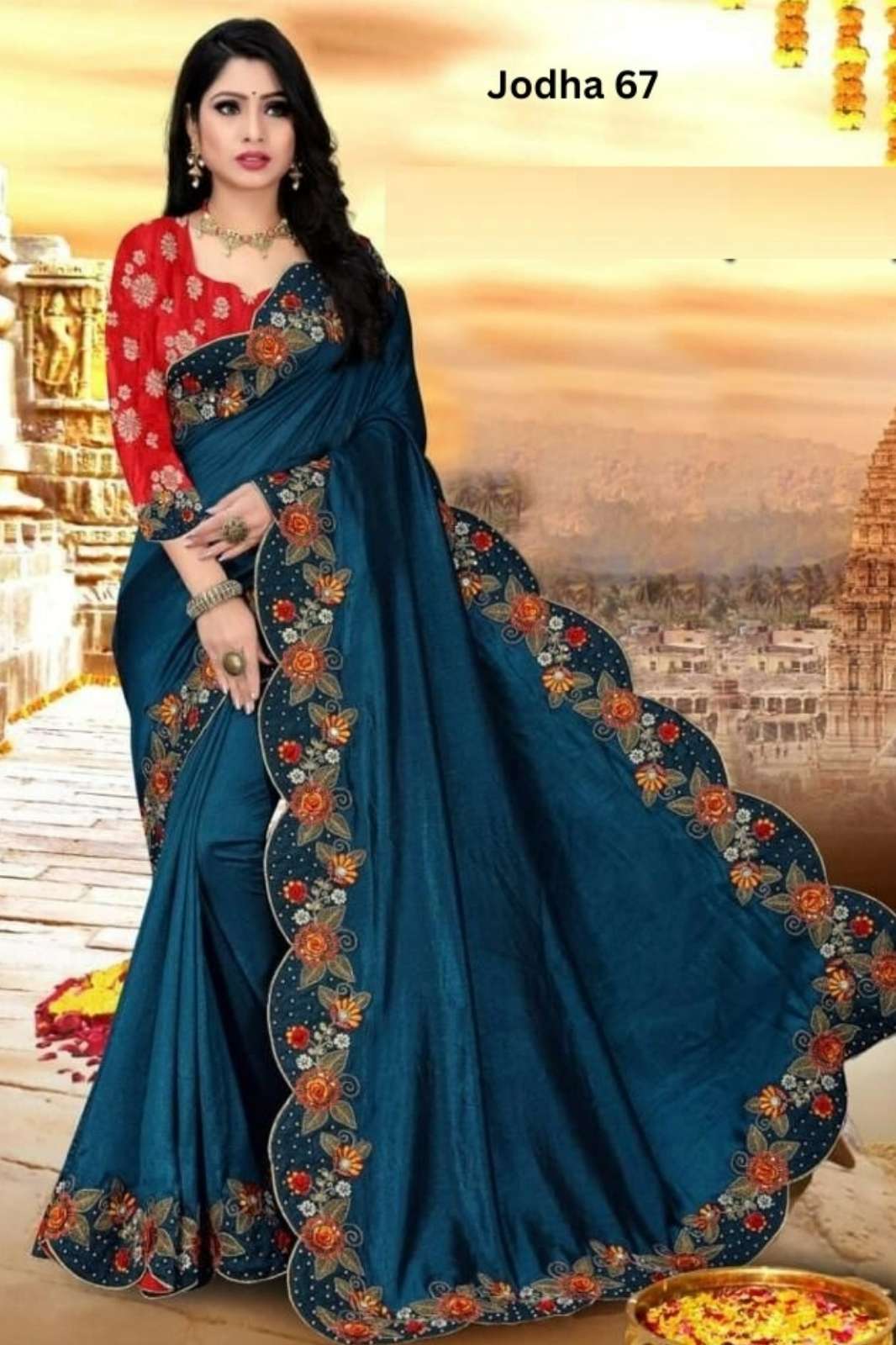 Shri Balaji Emporium Jodha 67 9192 Designer Georgette Saree with Embroidery Work 