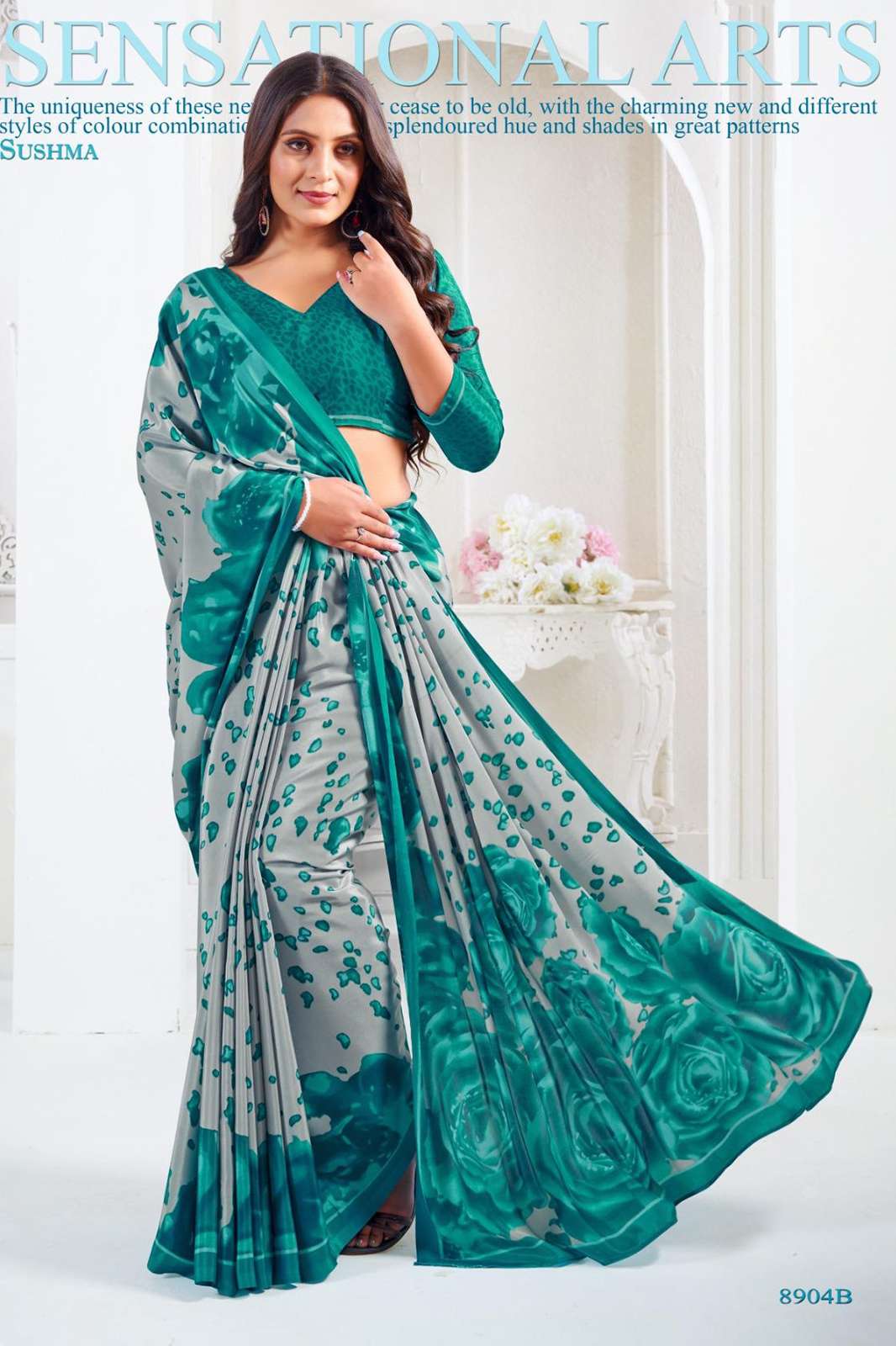 SUSHMA ARTFUL 9244 Beautiful Latest Designer Printed Crepe Saree