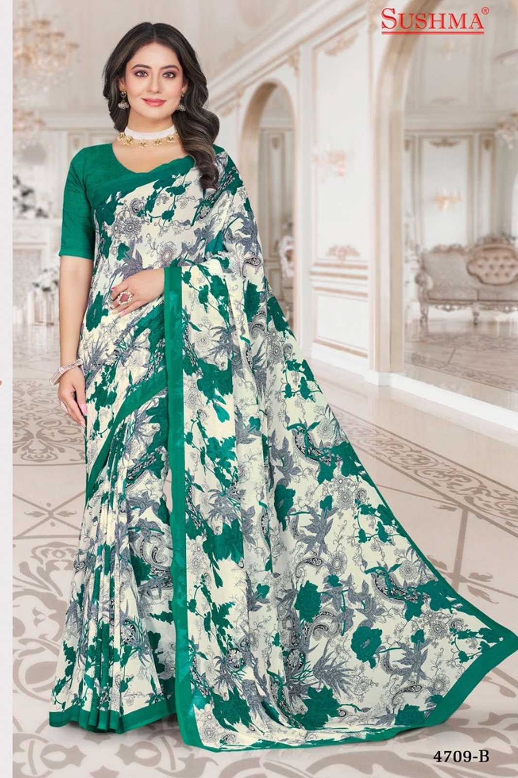 SUSHMA Crazy 9248 Stylish Designer Printed Crepe Saree