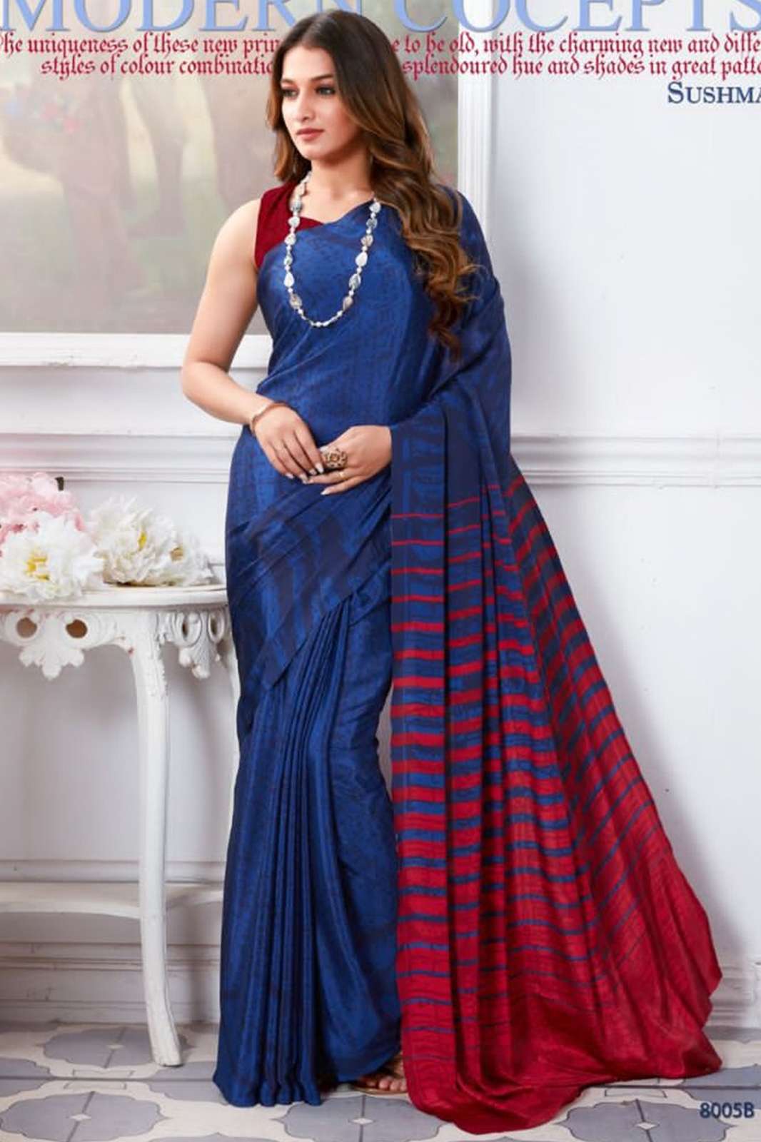 SUSHMA Faishan creap 9252 Beautiful Casual Wear Designer Crepe Saree