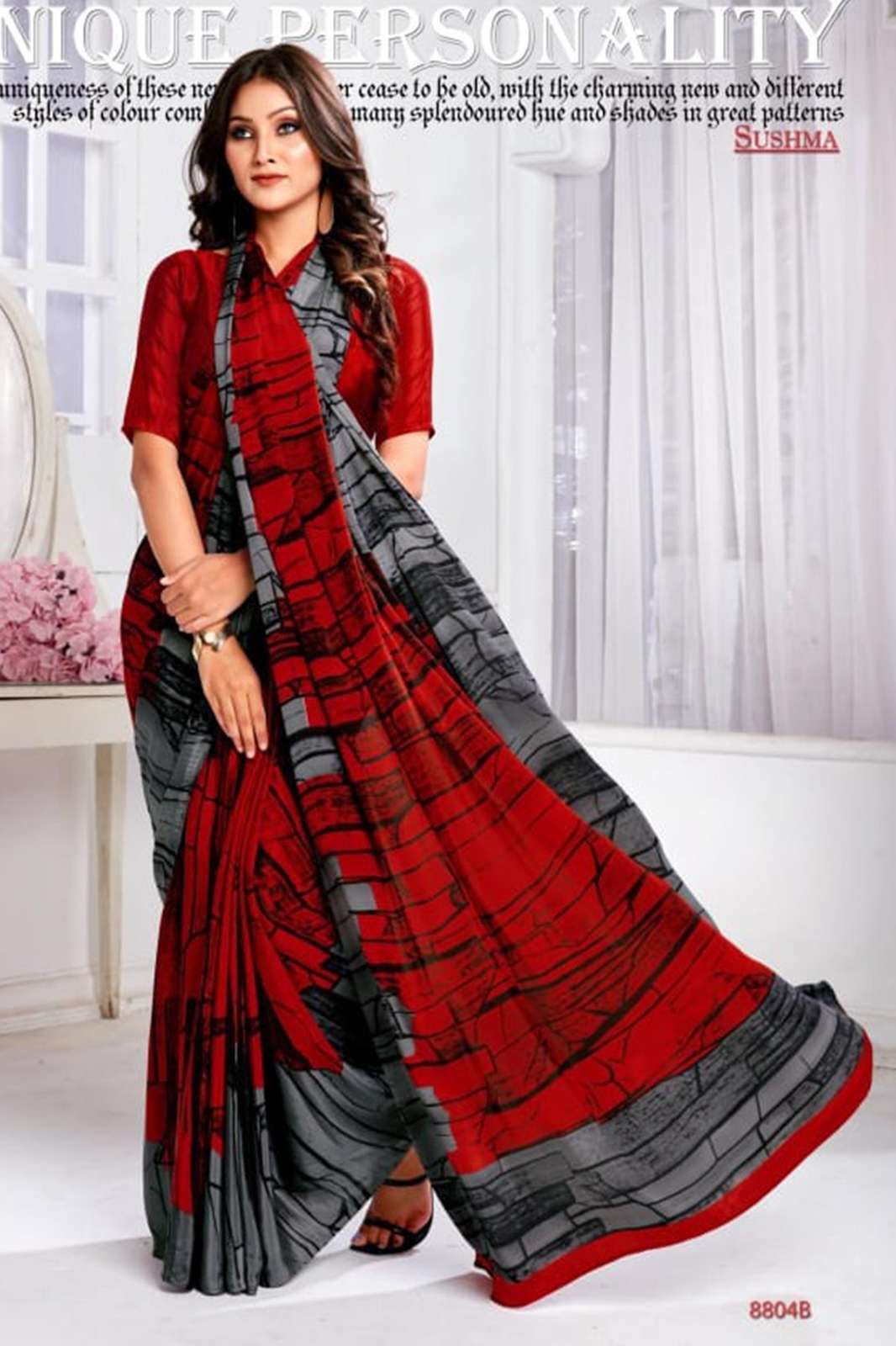 SUSHMA Faishan creap 9252 Beautiful Casual Wear Designer Crepe Saree