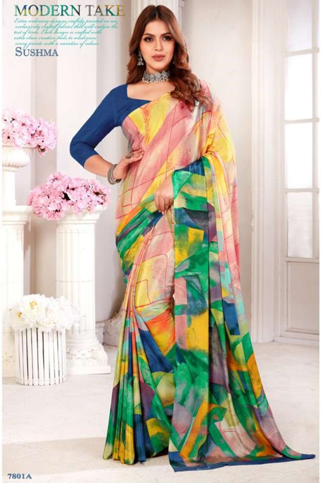 SUSHMA Faishan creap 9252 Beautiful Casual Wear Designer Crepe Saree