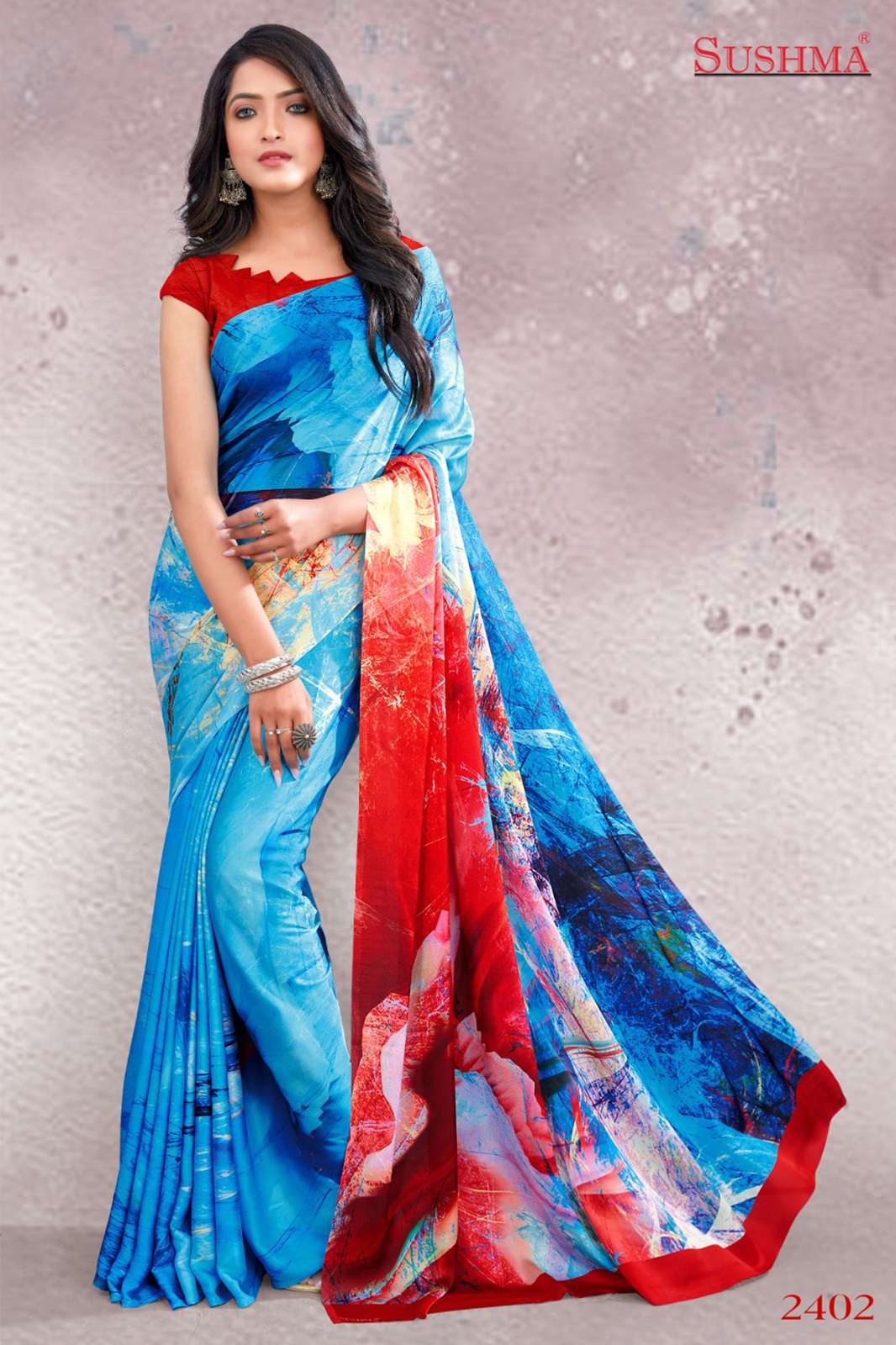 SUSHMA Style digital 9254 Traditional Latest Casual Wear Designer Crepe Saree