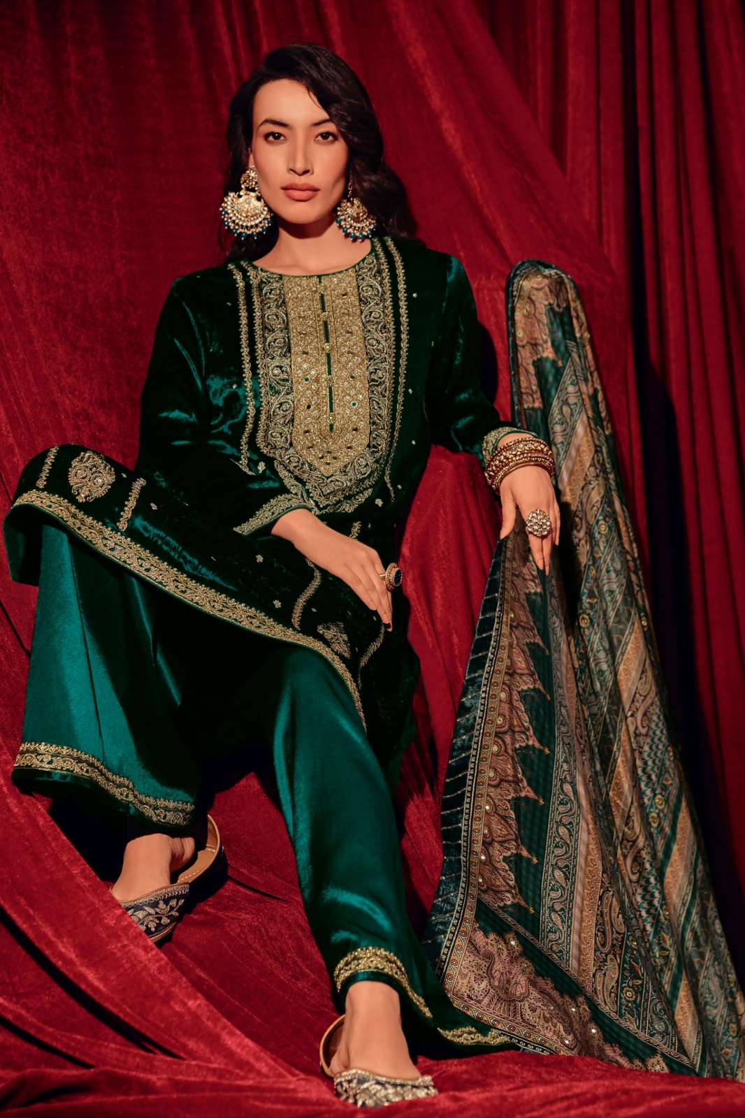 VARSHA AAINA PLUSH VELVET SUIT WITH EMBROIDERY WORK