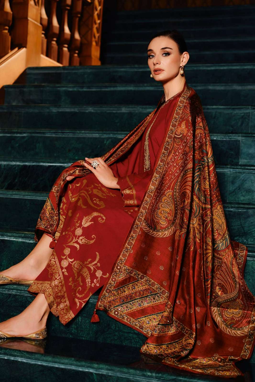 VARSHAA RESHAM VISCOSE PASHMINA EMBROIDERED SUIT