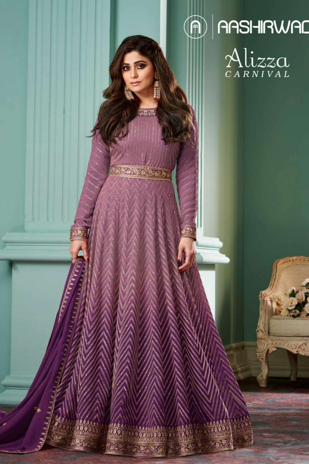 AASHIRWAD ALIZZA CARNIVAL 9752 READY MADE REAL GEORGETTE ANARKALI SUIT