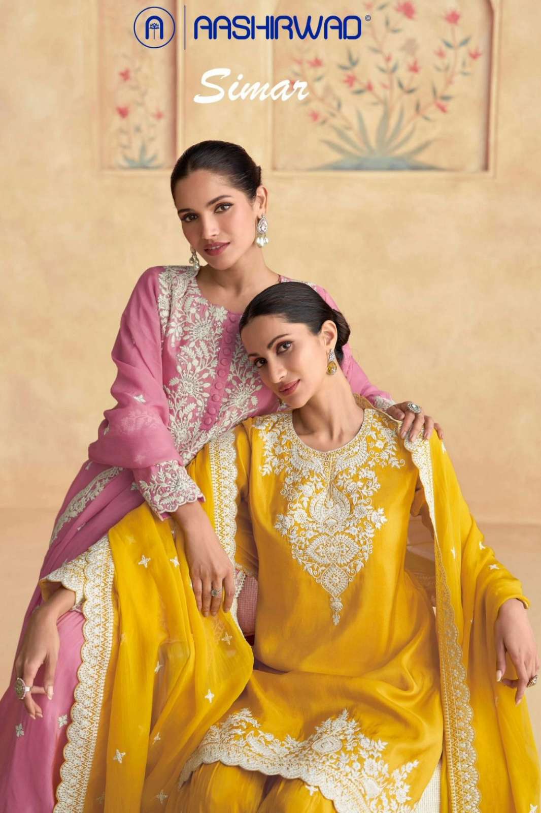 AASHIRWAD SIMAR READY MADE SIMAR SILK SUIT WITH EMBROIDERY WORK