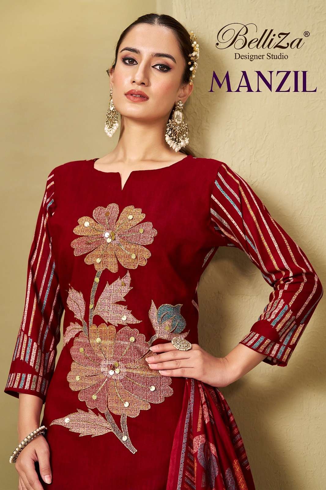 BELLIZA MANZIL VISCOSE RAYON PRINTED SUITS