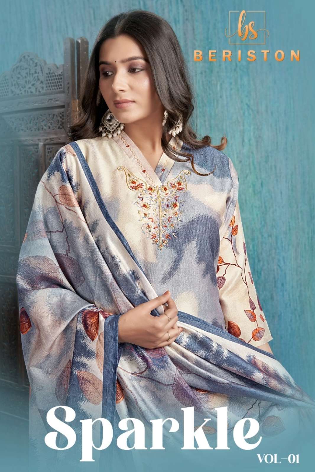 BERISTON SPARKLE VOL 1 9743 READY MADE DESIGNER PURE VISCOSE SILK SUIT