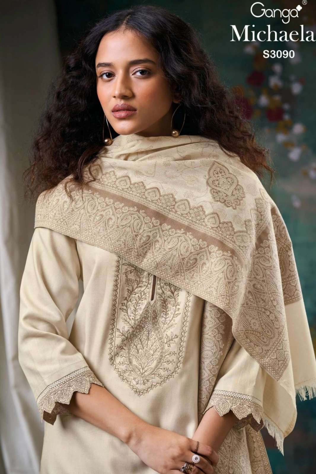 GANGA MICHAELA PREMIUM PURE PASHMINA EMBROIDERED SUIT