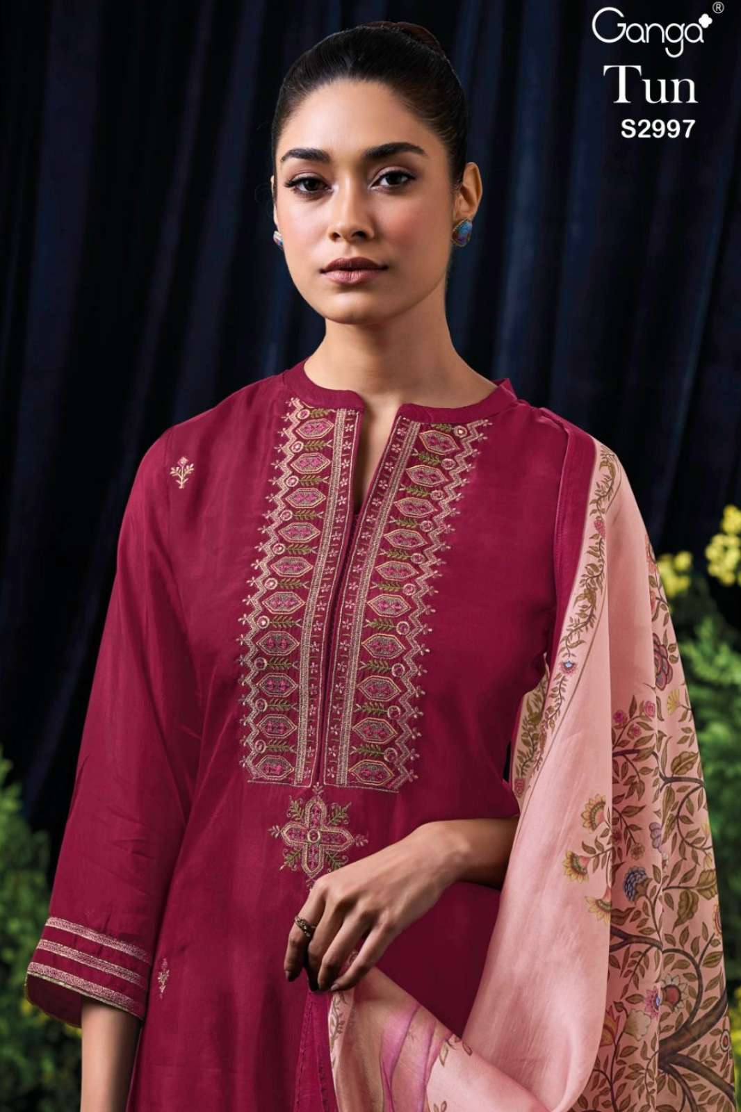 GANGA TUN S2997 PREMIUM PURE HABUTAI SILK EMBROIDERED SUIT