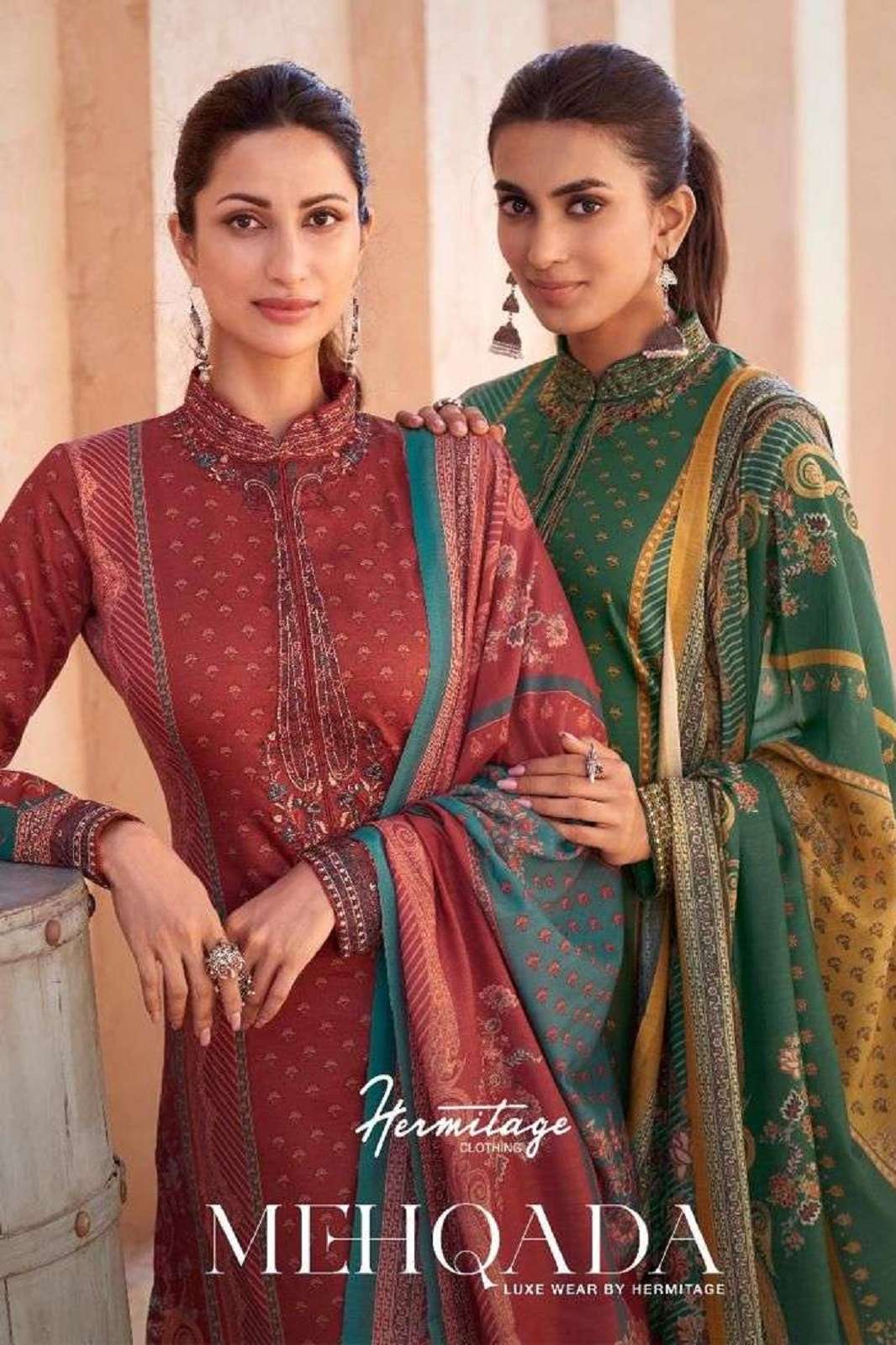 HERMITAGE MAHQADA VISCOSE EMBROIDERED SUITS