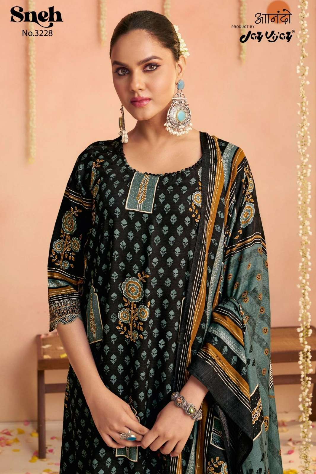 JAV VIJAY SNEH 3228 PURE PASHMINA EMBROIDERED SUIT