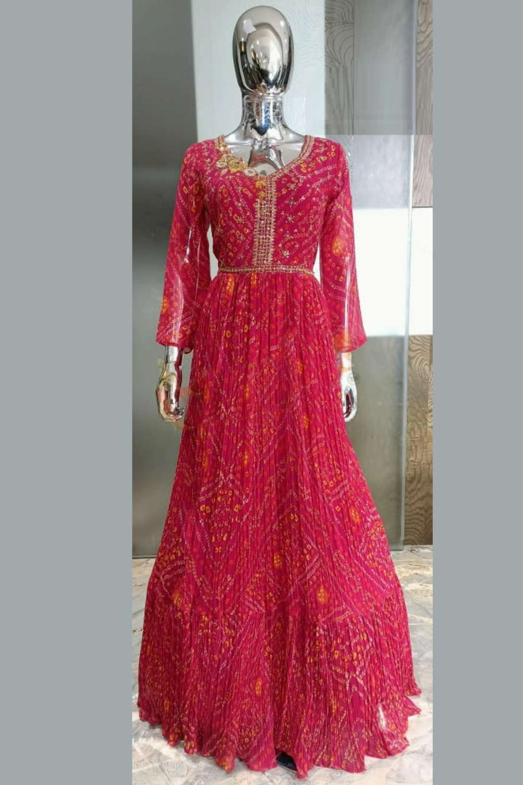 Lapink 9609 Traditional Designer Fancy Full Sleeves Bandhani Gown