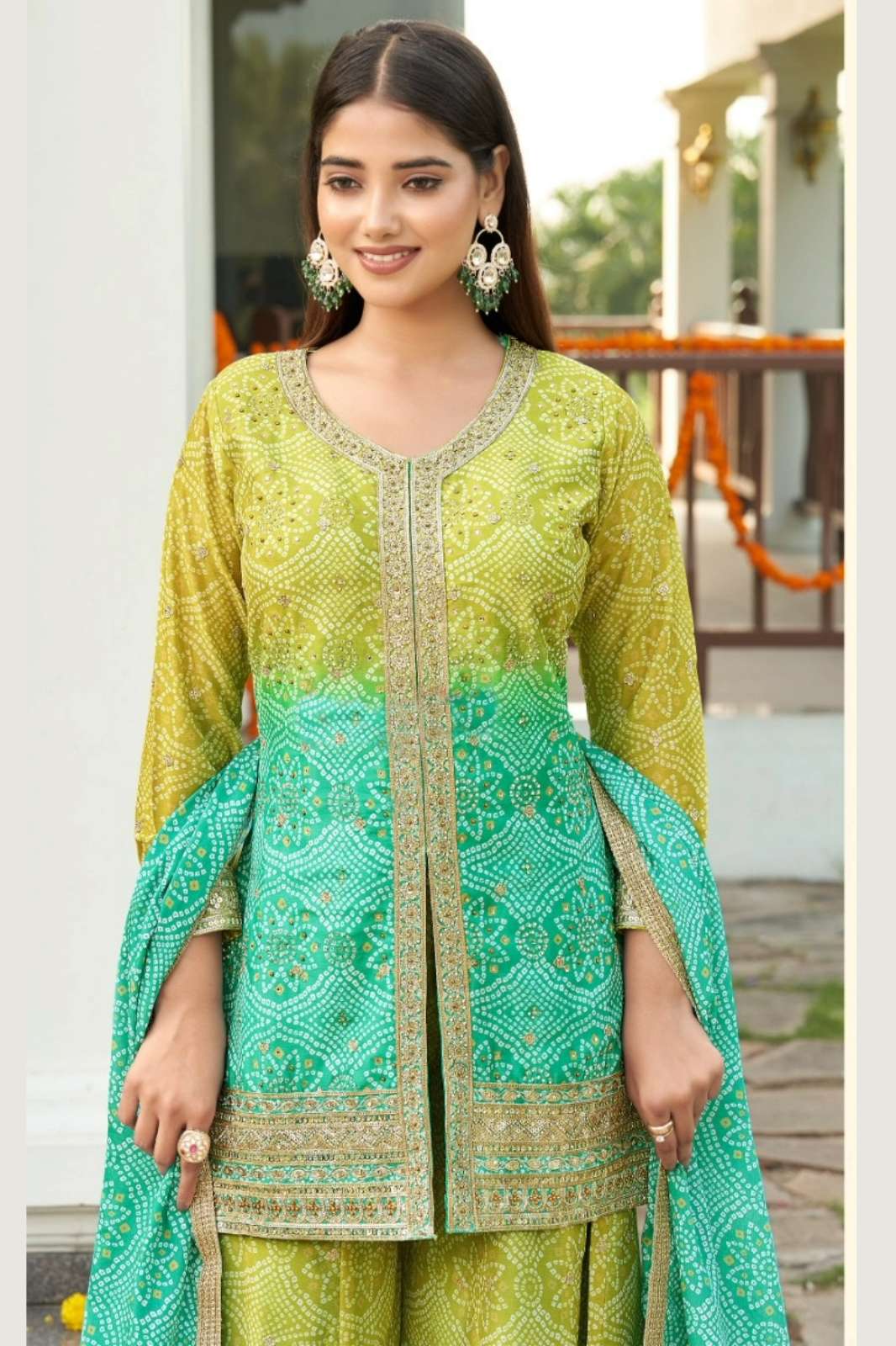 Lapink 9612 Bandani Fancy Front With Plazo & Dupatta