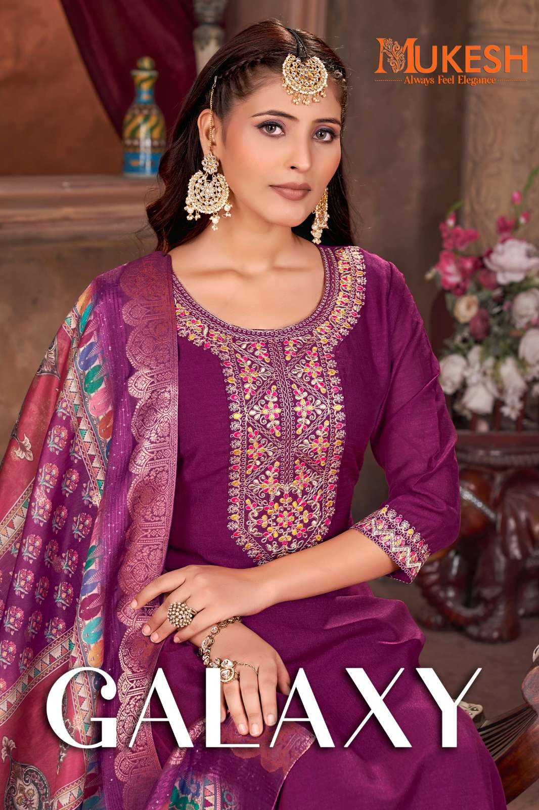 Moksh International GALAXY 9650 Wedding Wear Designer Vichitra Silk Suit