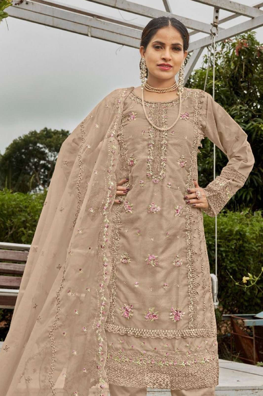 MOTIFZ 649 A TO D ORGANZA SEMI STITCHED SUITS