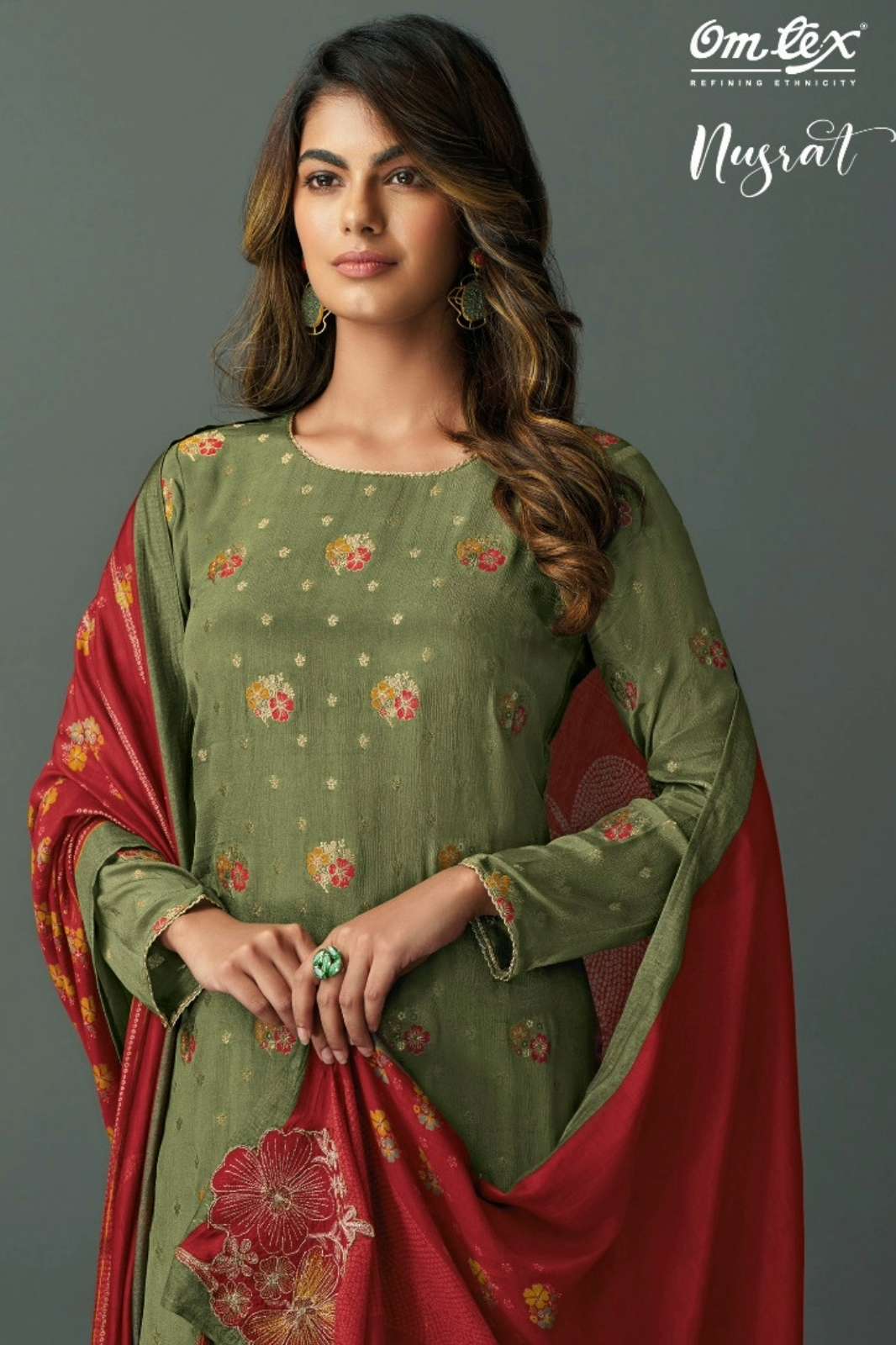 OMTEX NUSRAT CHINON CHIFFON MEENA JACQUARD SUIT