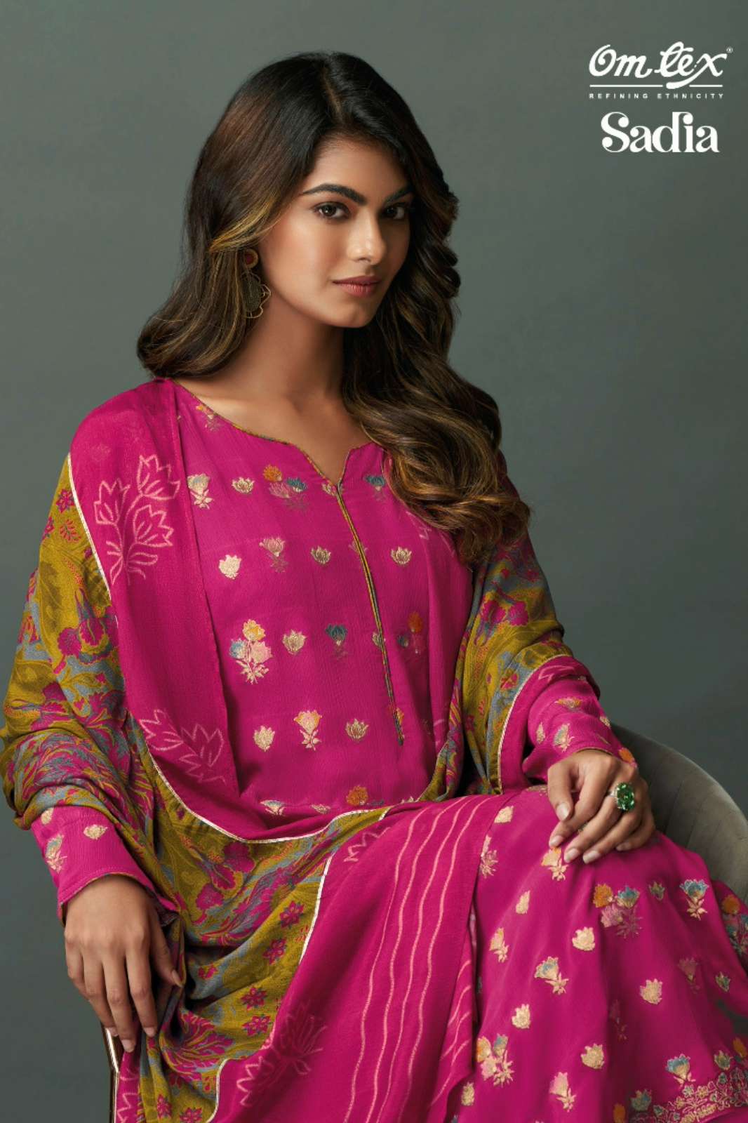 OMTEX SADIA CHINON CHIFFON MEENA JACQUARD EMBROIDERED SUIT