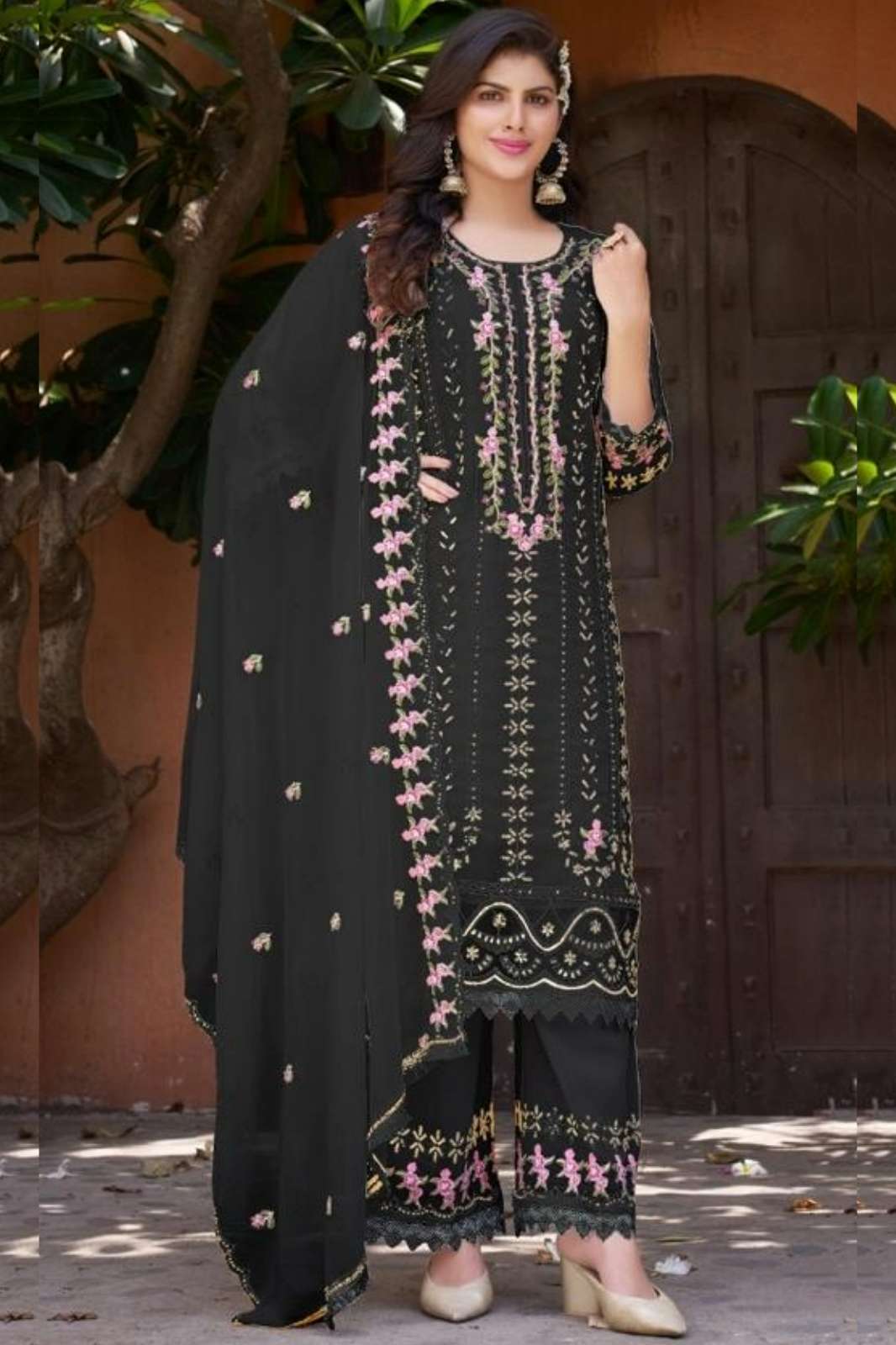 RAMSHA R 1179 Readymade Georgette Pakistani Suit With Embroidery Work 