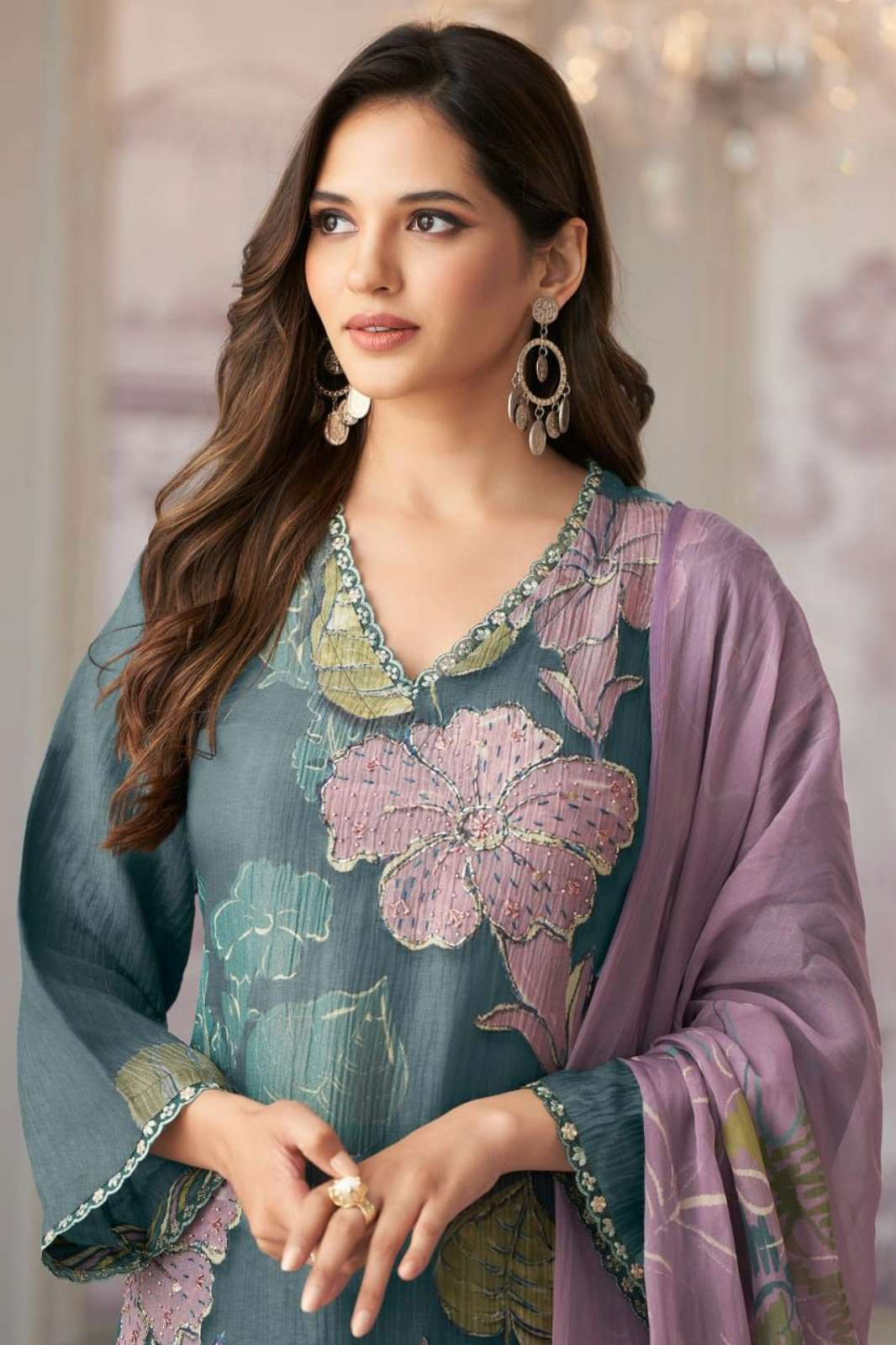 SAHIBA RUDRIKA ORGANZA SILK DYED SUIT WITH EMBROIDERY WORK