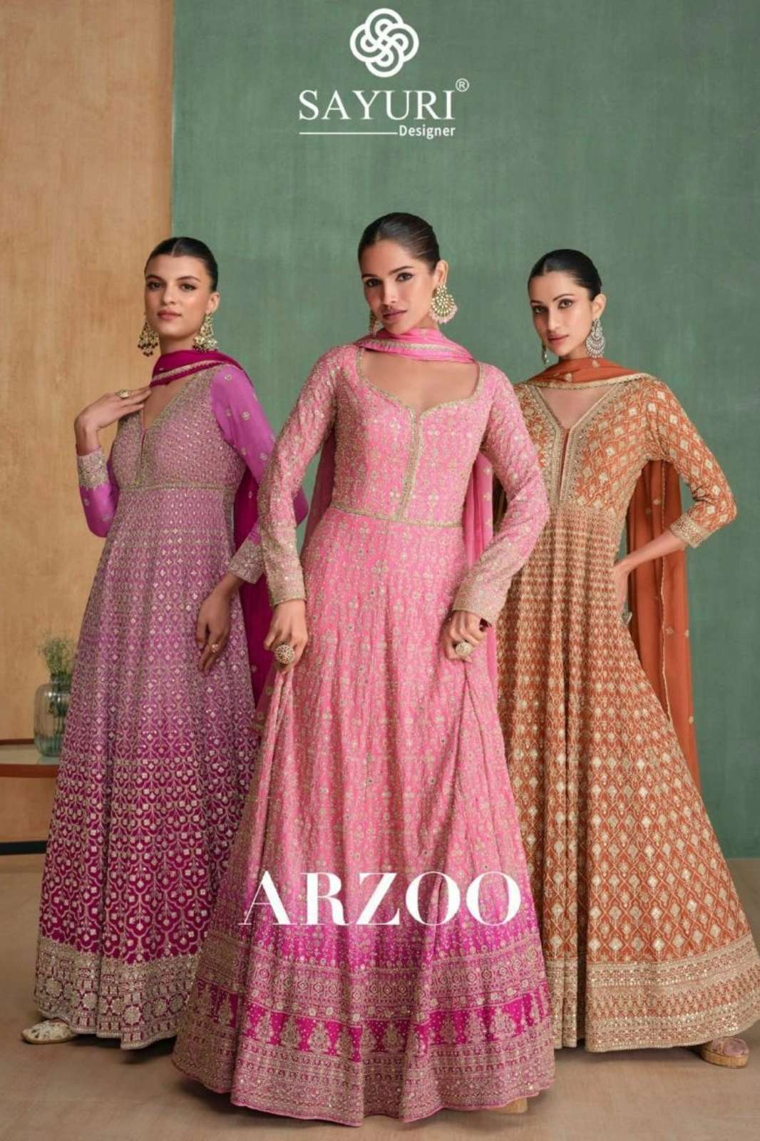 SAYURI ARZOO 9764 READYMADE PREMIUM REAL CHINON SILK ANARKALI SUIT