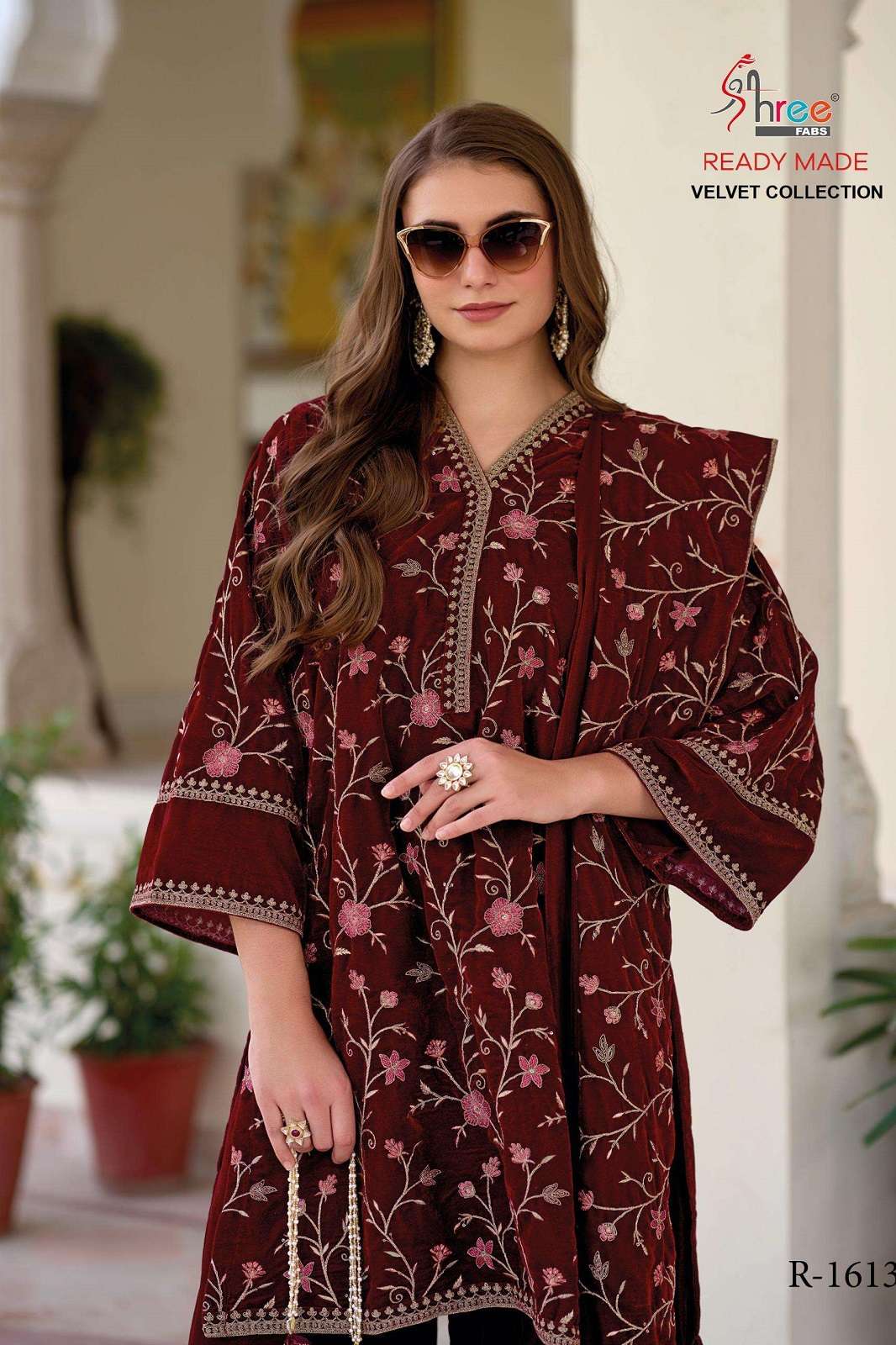 SHREE FAB R 1613 VELVET EMBROIDERED SUITS