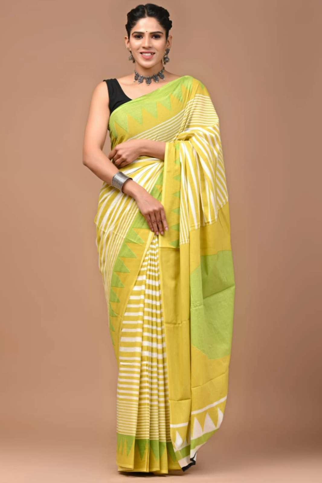 Shri Balaji Emporium 9567B Hand Block Printed Cotton Mulmul Sarees 