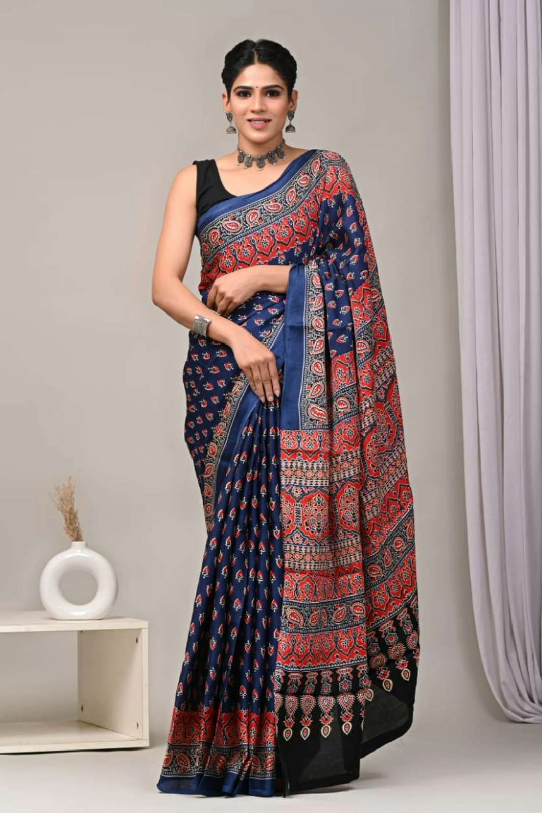 Shri Balaji Emporium 9570 Hand Block Printed Pure Modal Silk Saree