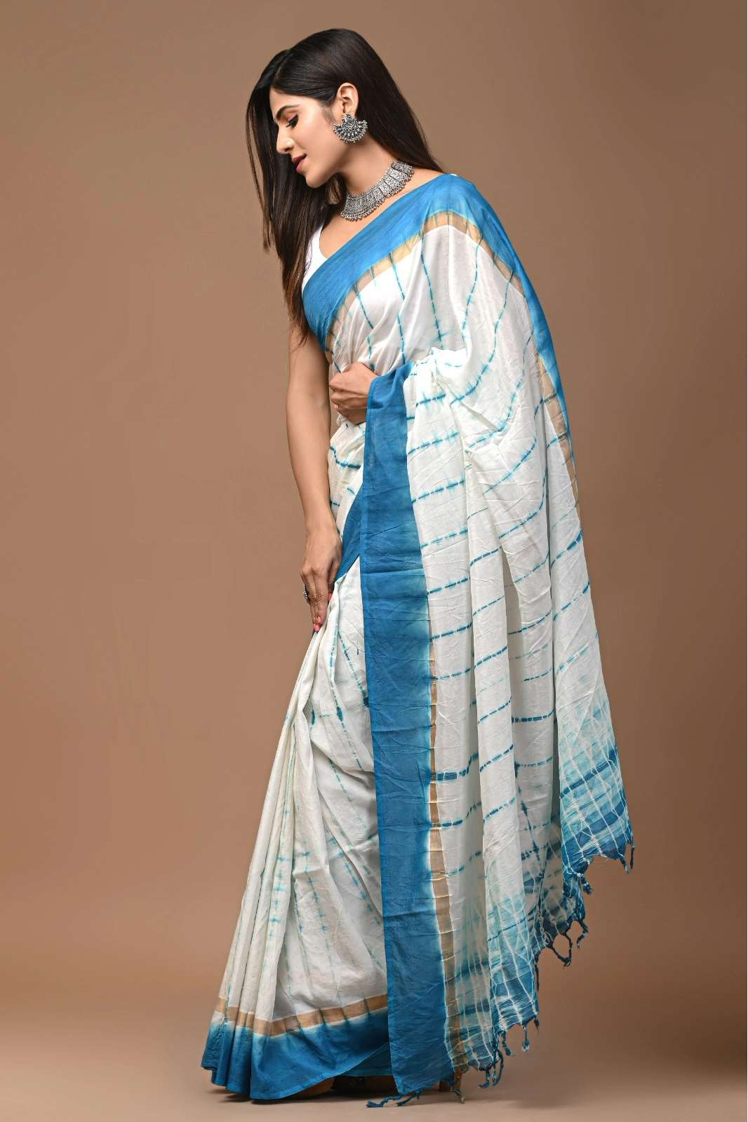 Shri Balaji Emporium 9576B and Block Printed Model Silk Saree