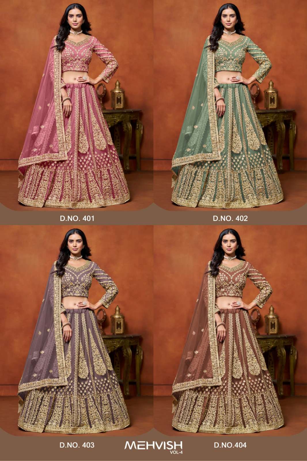 TWISHA MEHVISH VOL 4 9815 WEDDING WEAR DESIGNER NET LEHENGA CHOLI