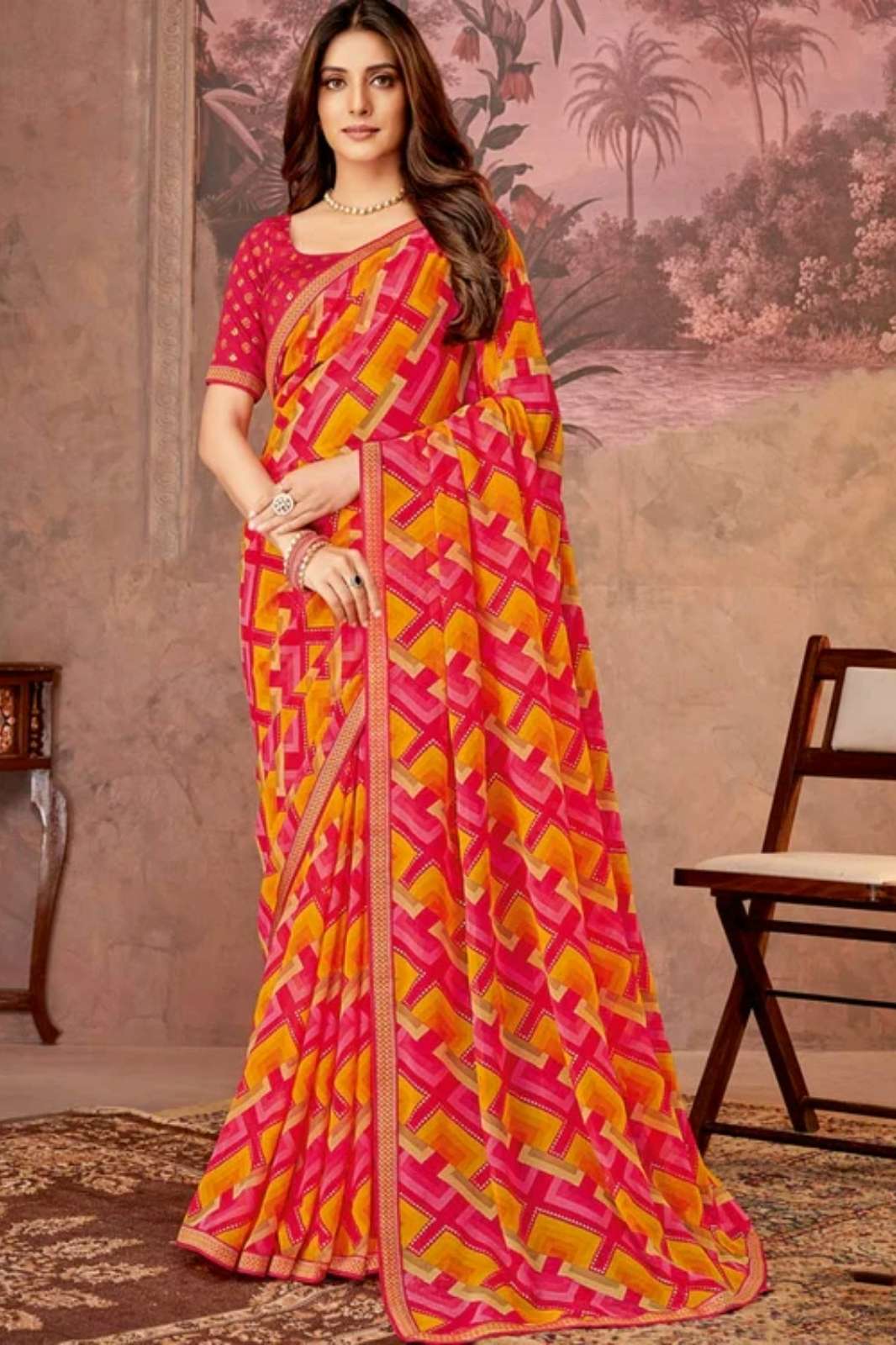 Vishal 9590 Beautiful Designer Festival Wear Fancy Georgette Saree