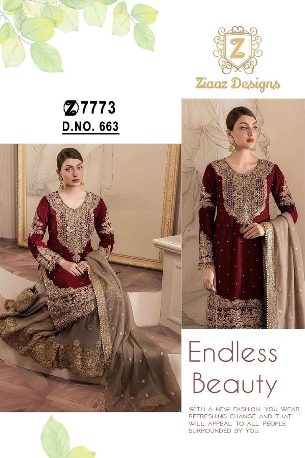 ZIAAZ DESIGNS 663 GEORGETTE EMBROIDERED SUITS