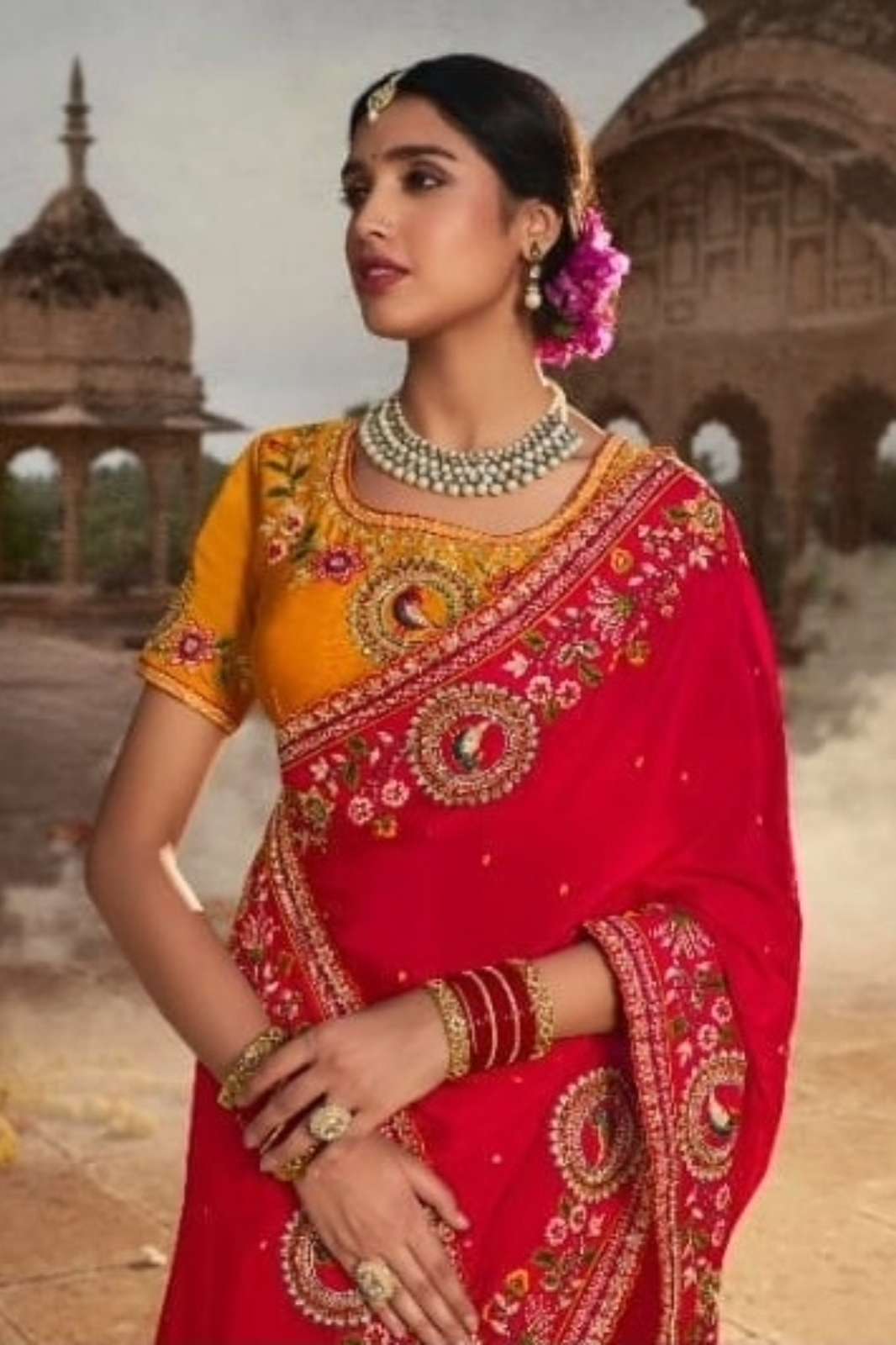 Desiluk 10559 Red Color Silk Bridal Wear Heavy Saree