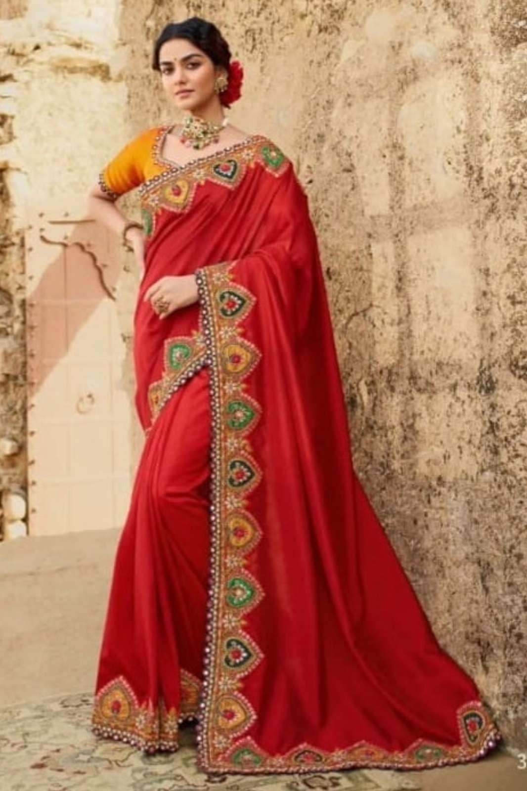 Desiluk 10559 Red Color Silk Partywear Heavy Saree