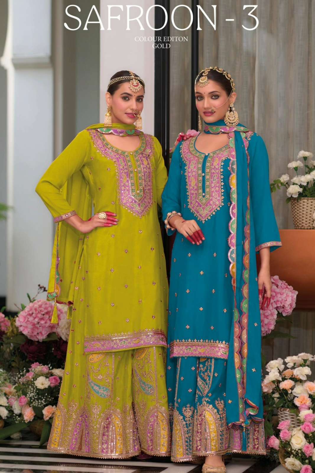 Eba SAFROON VOL 3 COLOR  Readymade Real Chinon Suit with  Emboidery Work