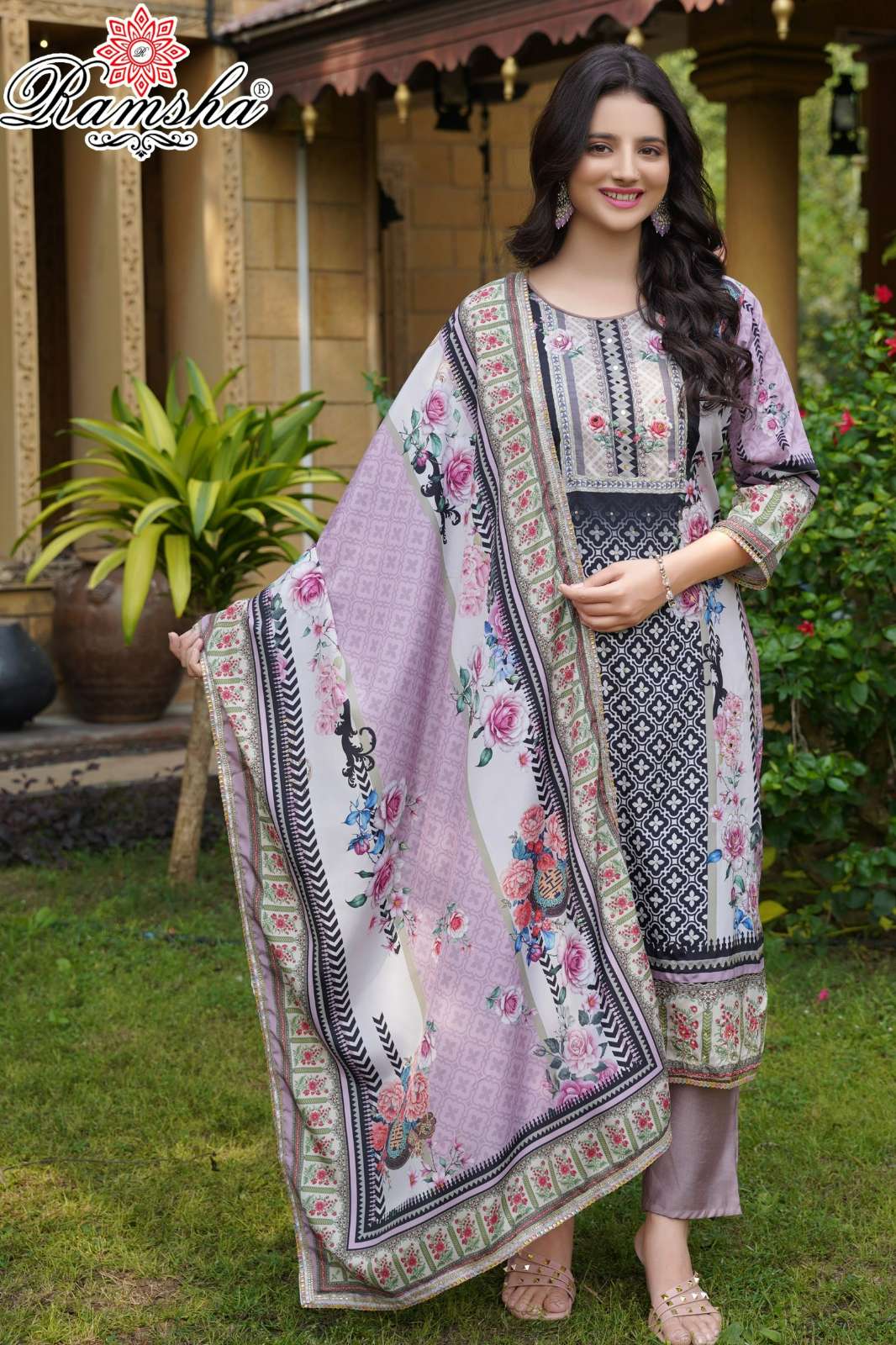 RAMSHA LUXE SILK READY MADE LUXURY SILK SUIT WITH ADDITIONAL WORK