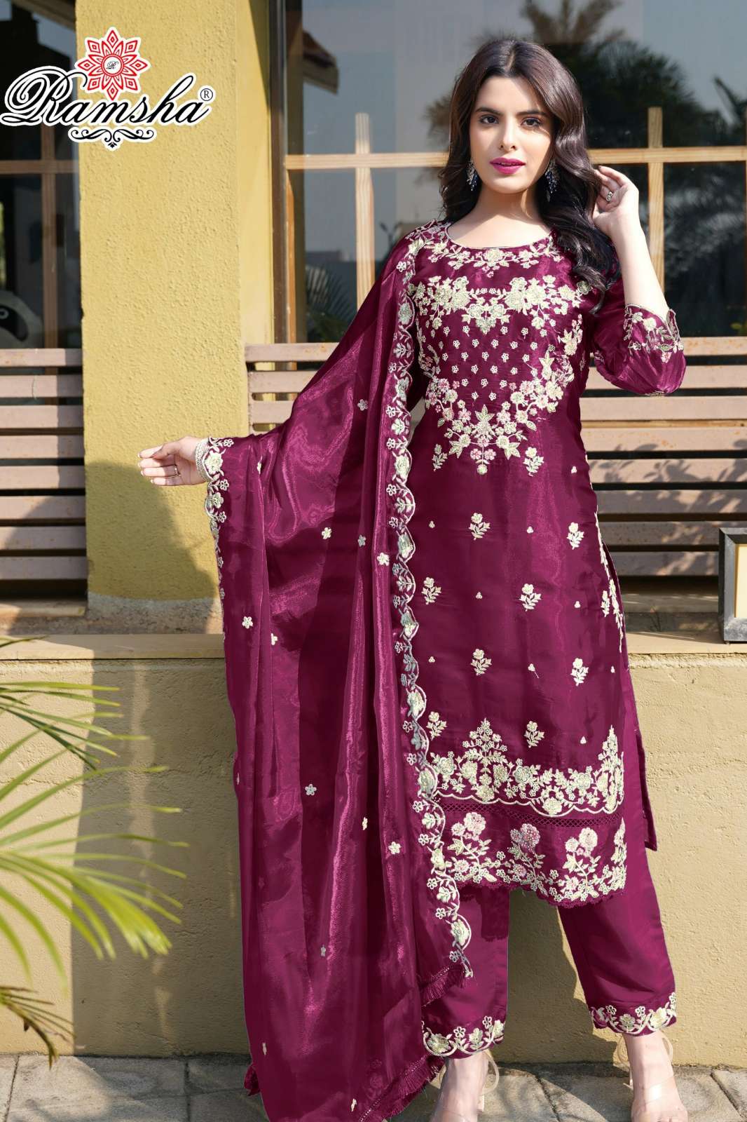 RAMSHA R 1242 Readymade Jimmy Chew Pakistani Suit  With Embroidery Work