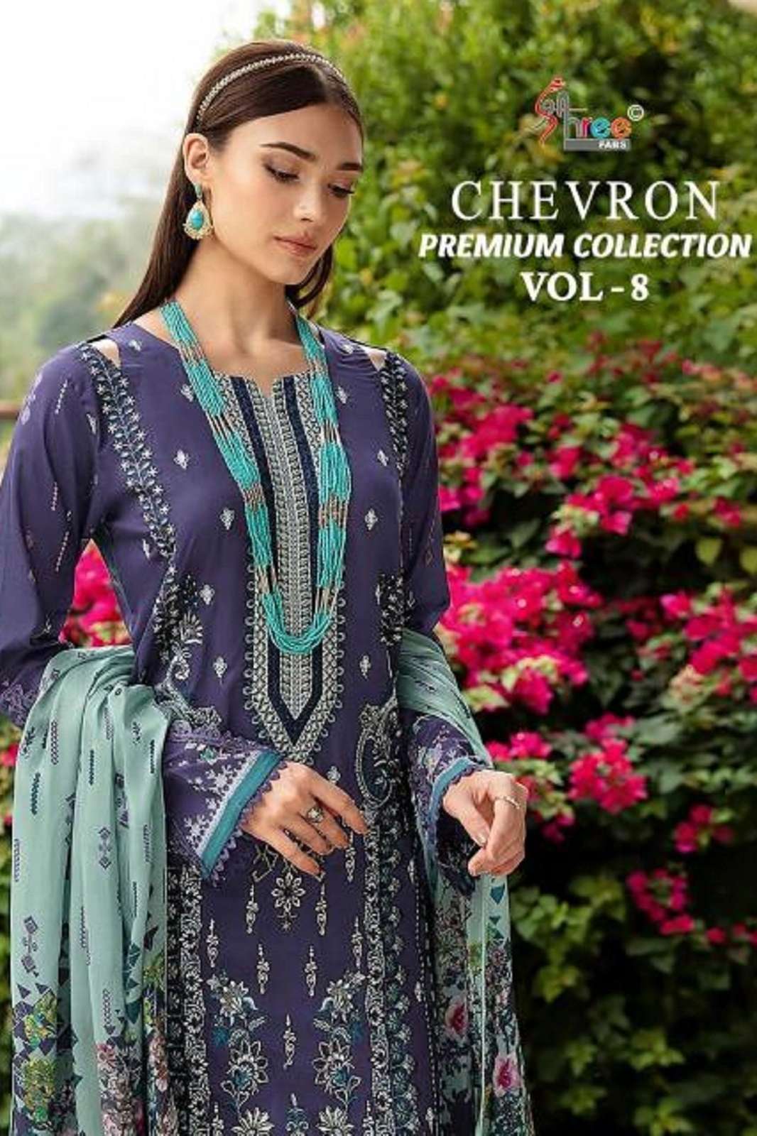 SHREE FAB CHEVERON VOL 8 6329 PATCH DESIGNER PURE COTTON PAKISTANI SUIT